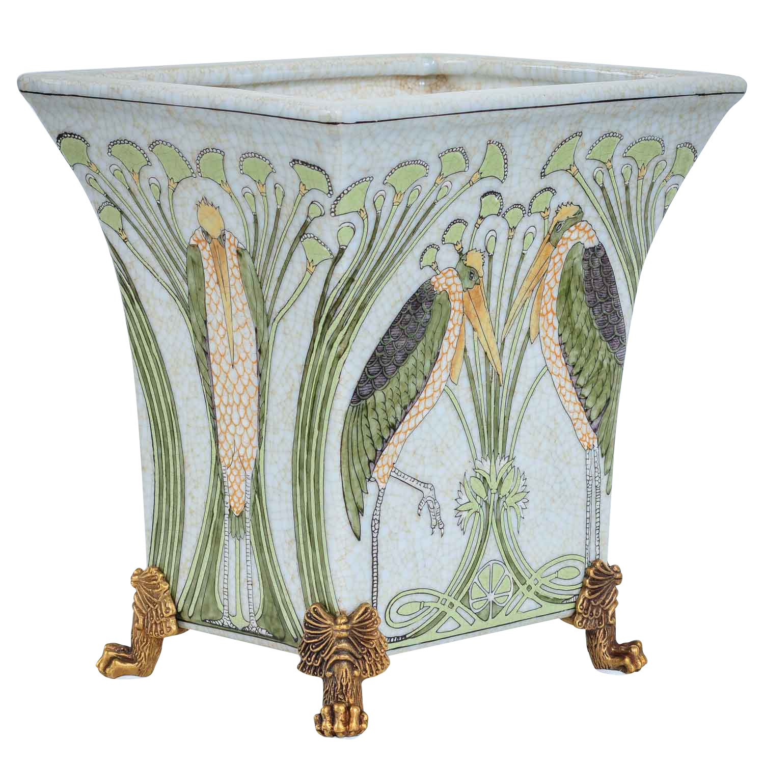 Schale Pflanzschale Vogel Porzellan Messing Antik-Stil 22cm