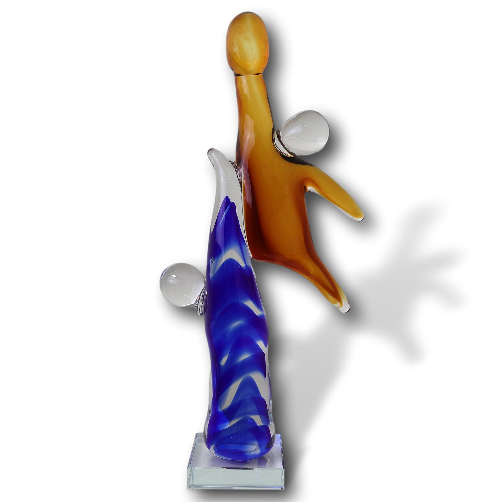 aubaho-OAT-426-1a Glasskulptur Basketball Glasfigur Figur Skulptur modern Glas Kunst abstrakt