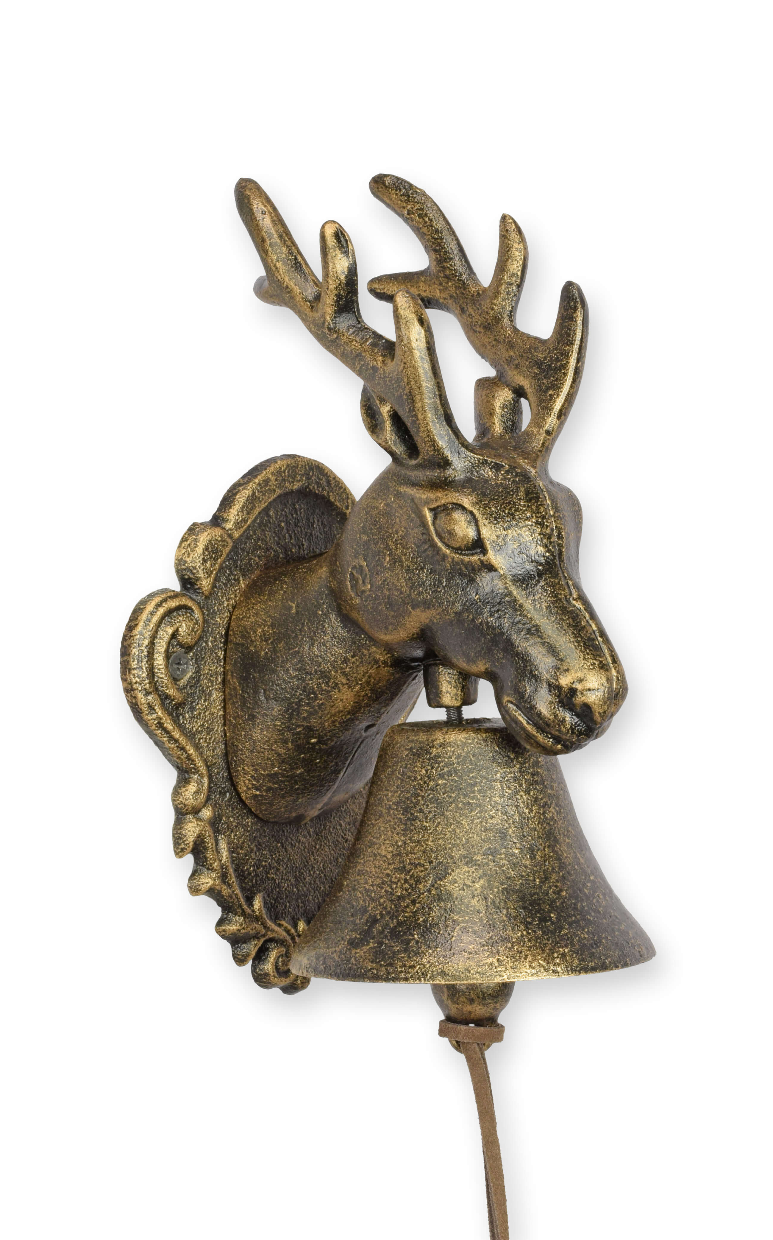Rentier, Kopf, Glocke, Bronzefarben, Wanddeko