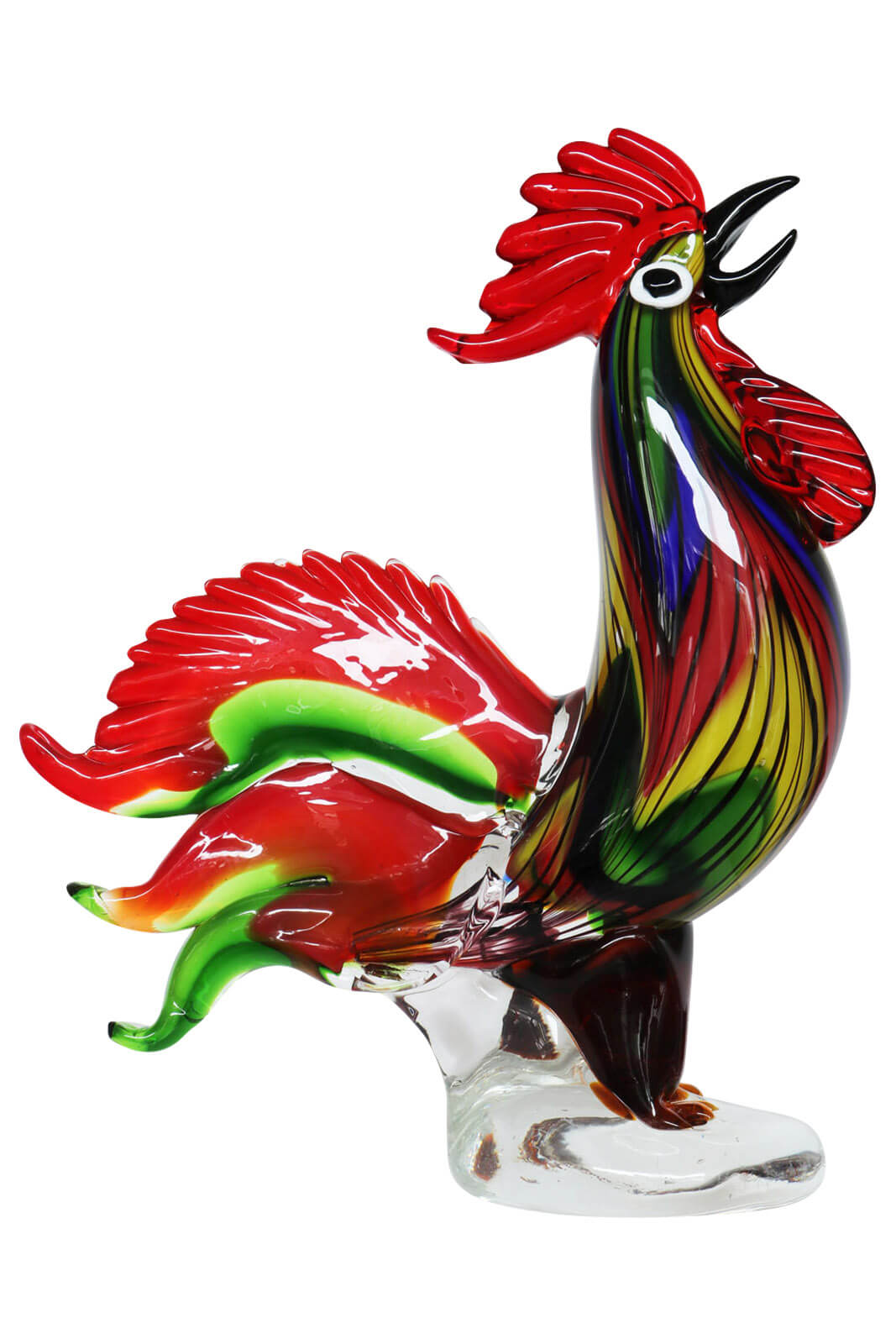Glasfigur Figur Skulptur Huhn Glas Glasskulptur Hahn Murano Antik-Stil - 35cm