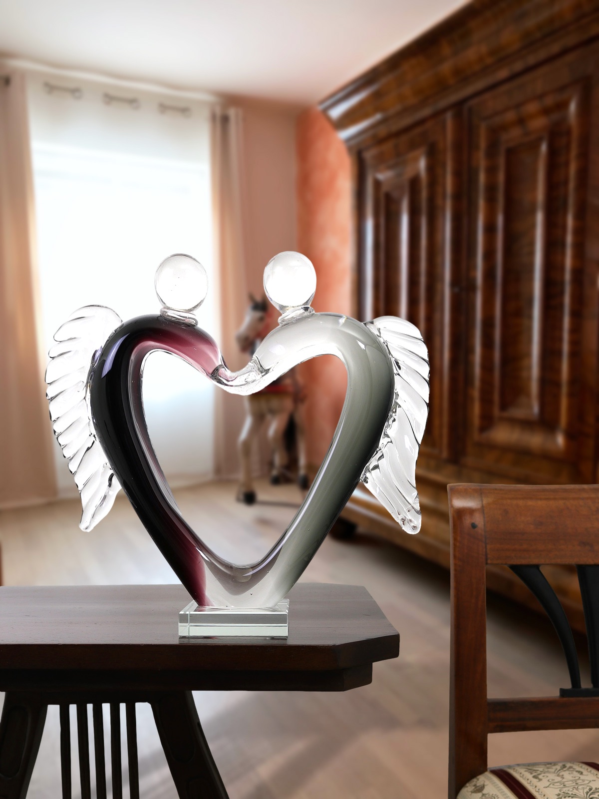 aubaho-OAT-2138-5 Glasskulptur Glasfigur Figur Skulptur Liebe Glas Paar Liebespaar Hochzeit Engel