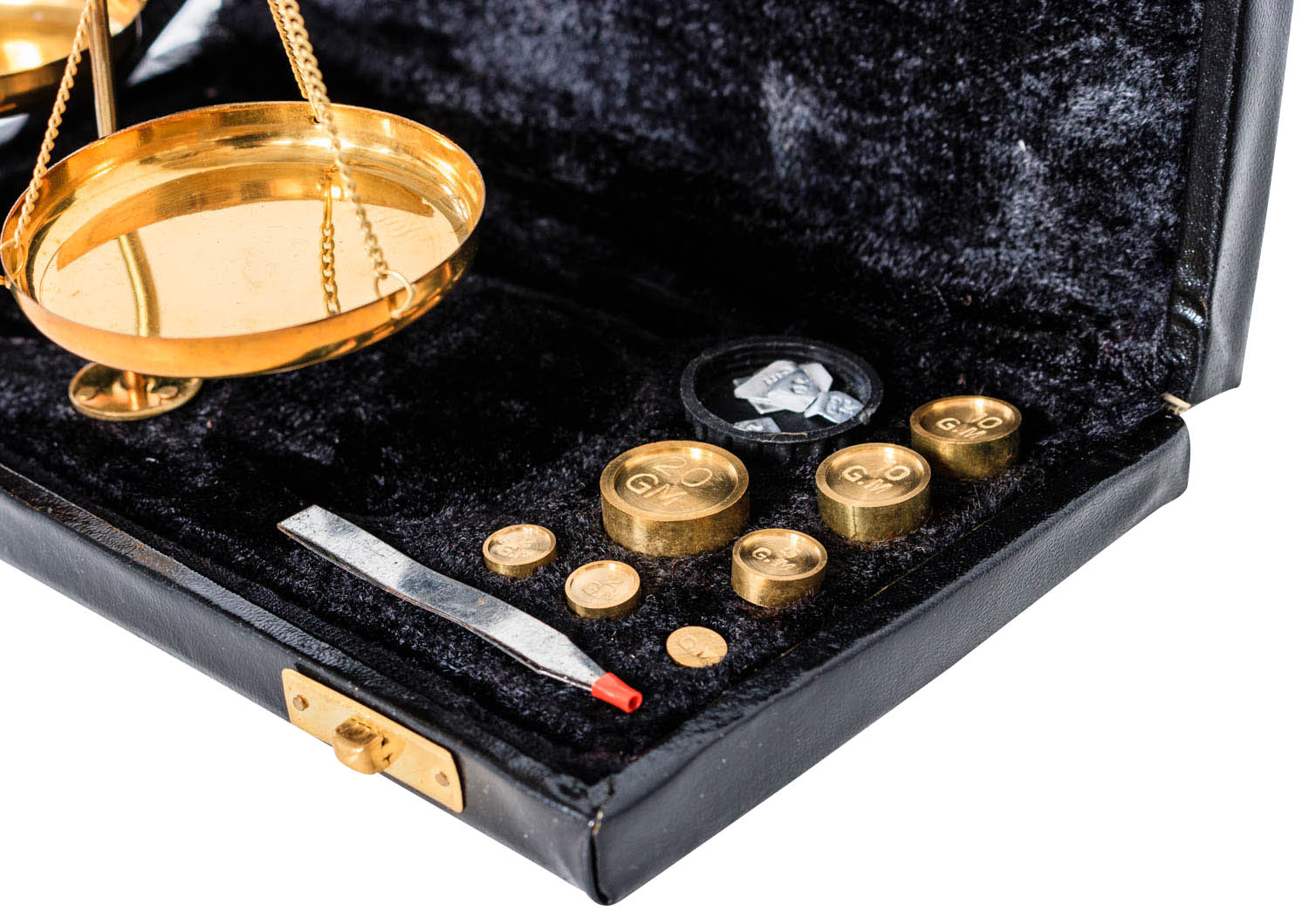 Waage Feinwaage Goldwaage im Etui Messing Apothekerwaage Antik-Stil - 21cm