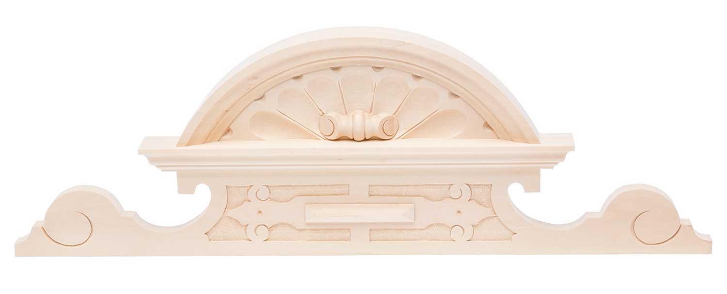 Schrankkrone Linde Schrankaufsatz Verzierung 24cm x 68cm Bekrönung antik Stil