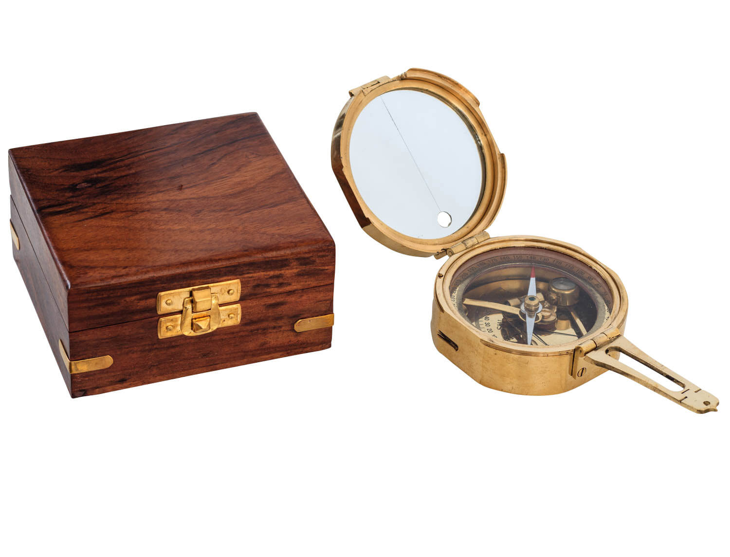 Kompass Maritim Peilkompass Schiff Navigation Messing Glas Replik Antik-Stil 9cm