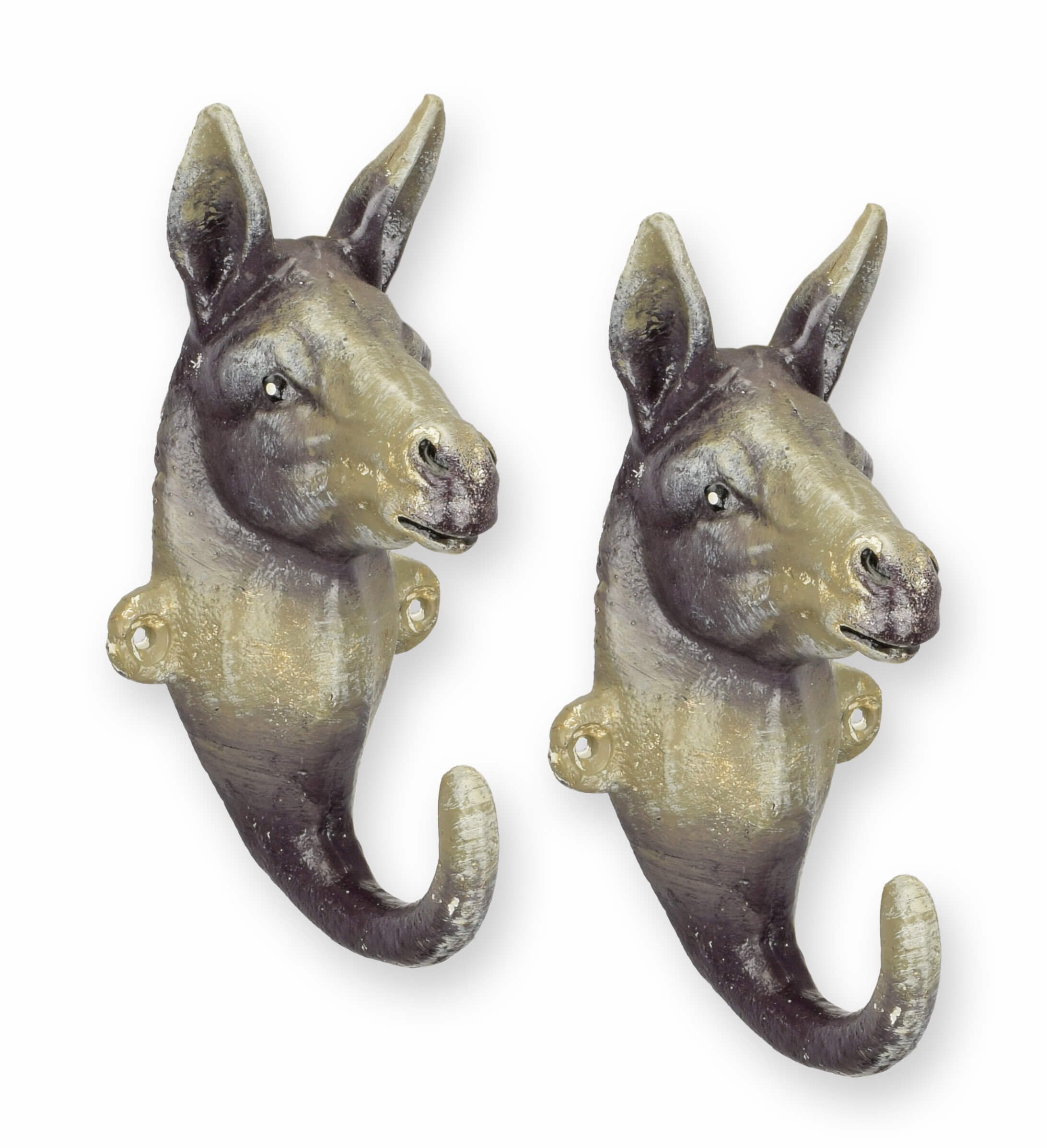 Deko-Haken, Einhorn-Haken, Tierkopf, Metall, Zweier-Set