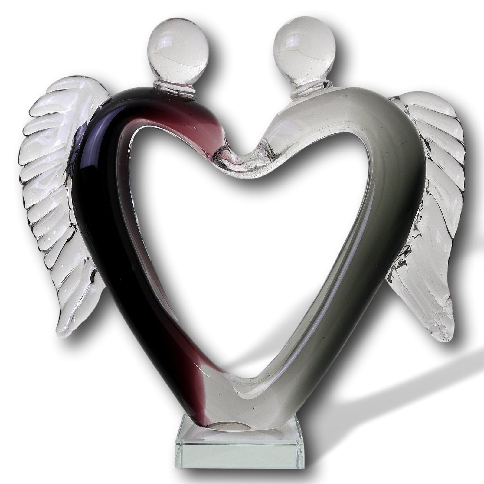 aubaho-OAT-2138-3qP3uZo6rGOFV3 Glasskulptur Glasfigur Figur Skulptur Liebe Glas Paar Liebespaar Hochzeit Engel