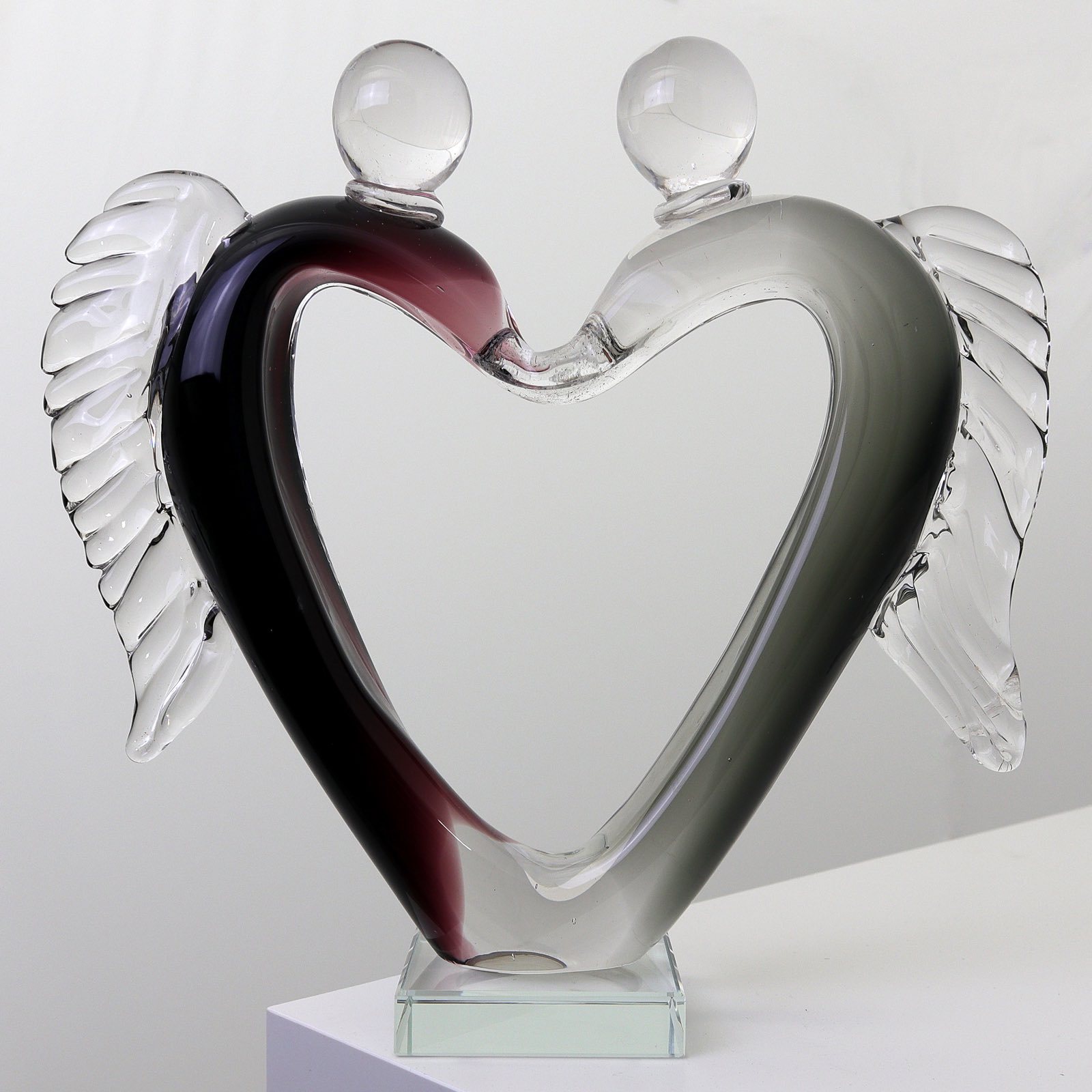 aubaho-OAT-2138-3 Glasskulptur Glasfigur Figur Skulptur Liebe Glas Paar Liebespaar Hochzeit Engel