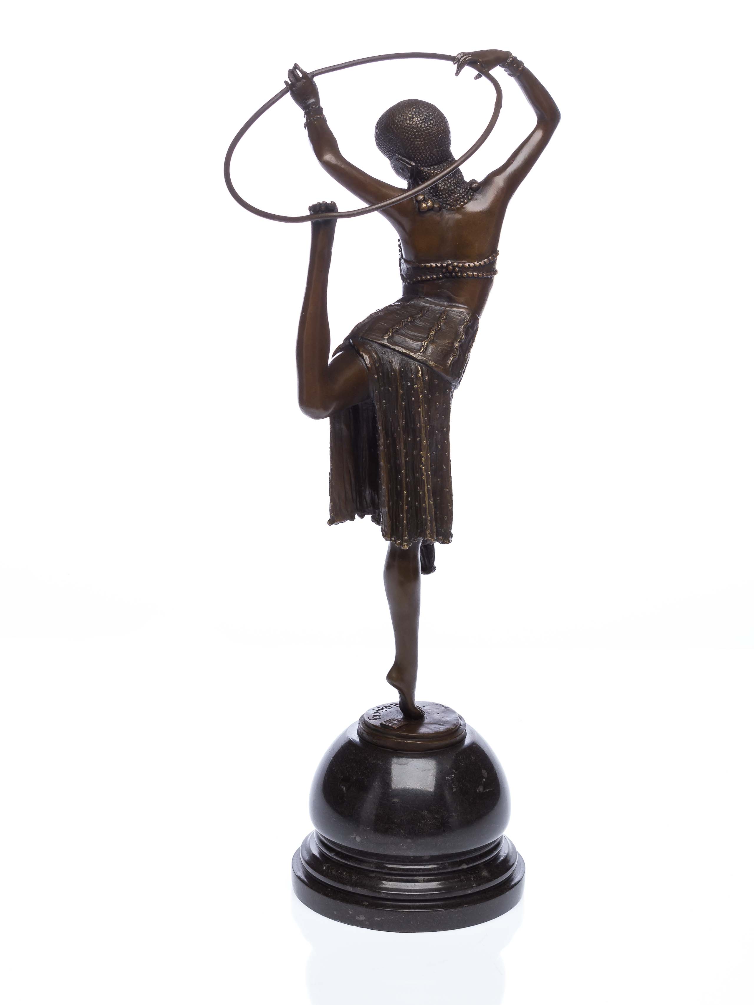 Bronzeskulptur Tänzerin mit Ring Artdeco Bronze Figur Skulptur 54cm sculpture