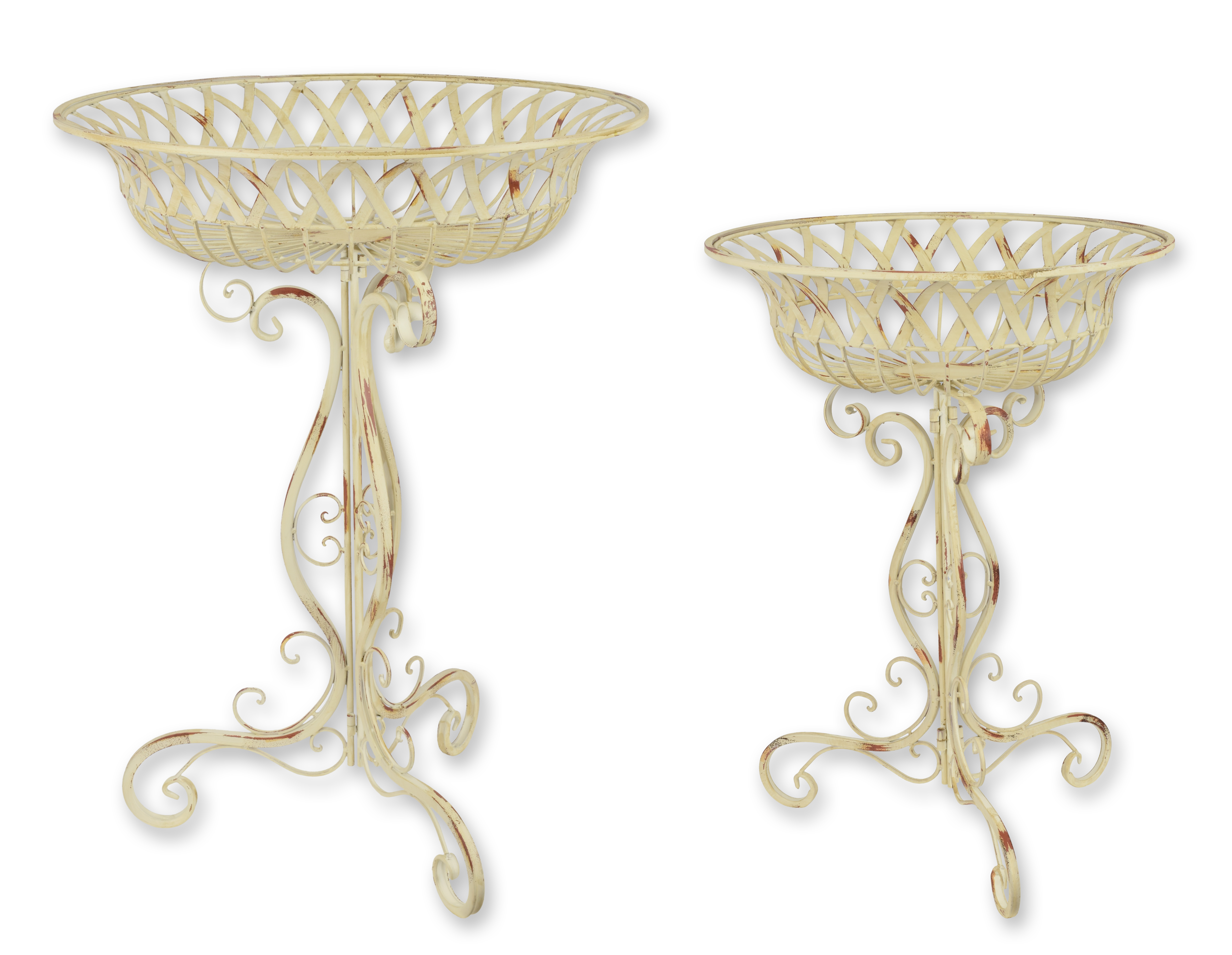 Ein Paar eiserne Pflanzgefäße auf Ständer Replikat Retro Design Dekoration Ein Paar eiserne Pflanzgefäße auf Ständer Replikat Retro Design Dekoration