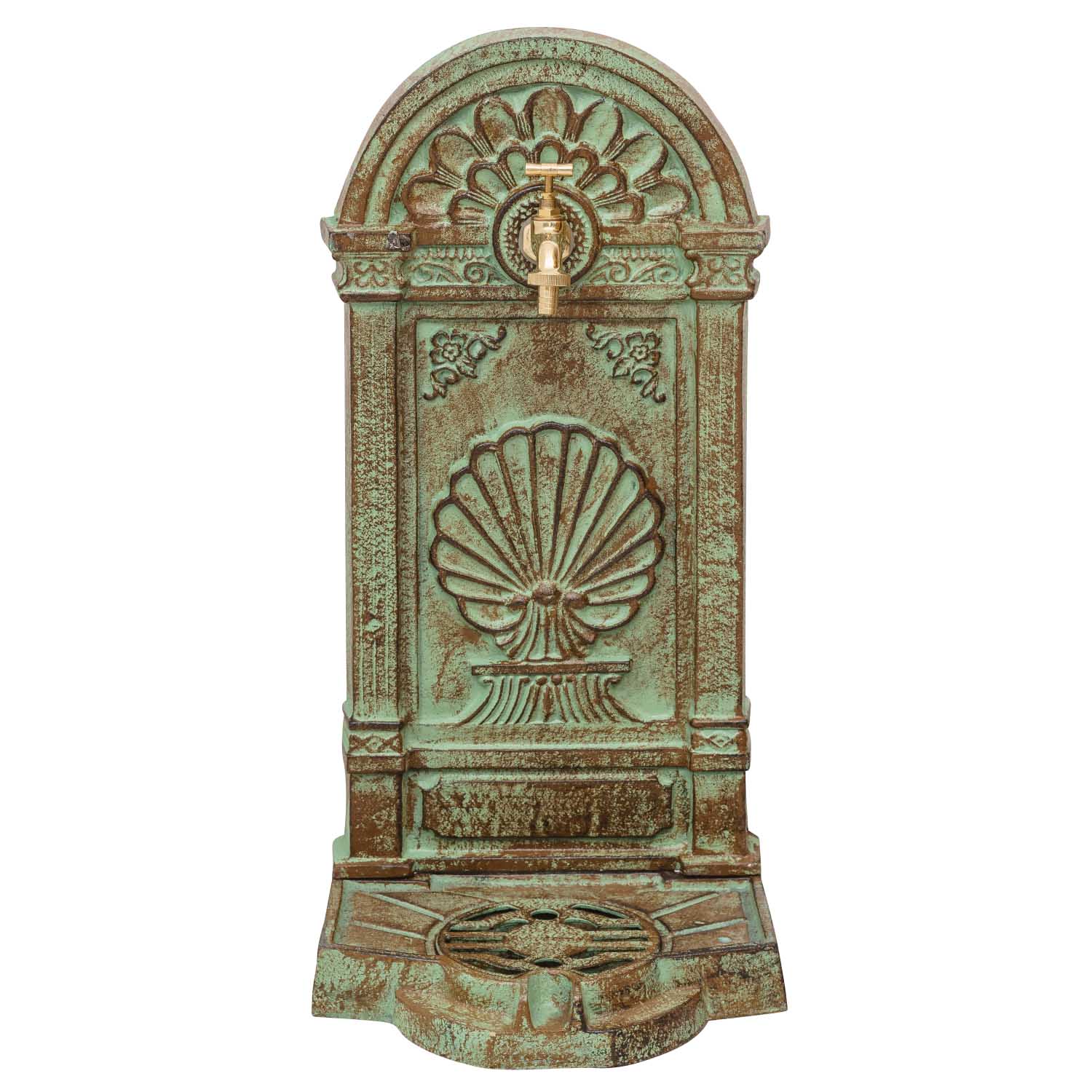 Standbrunnen Brunnen Waschbecken Eisen Wandbrunnen Antik-Stil 69cm grün