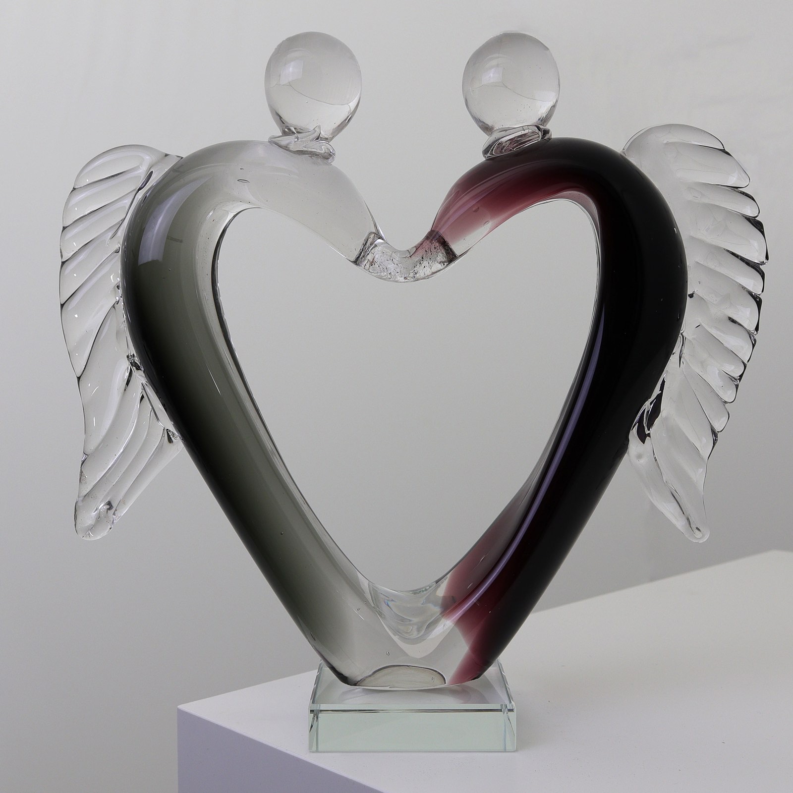 aubaho-OAT-2138-11 Glasskulptur Glasfigur Figur Skulptur Liebe Glas Paar Liebespaar Hochzeit Engel