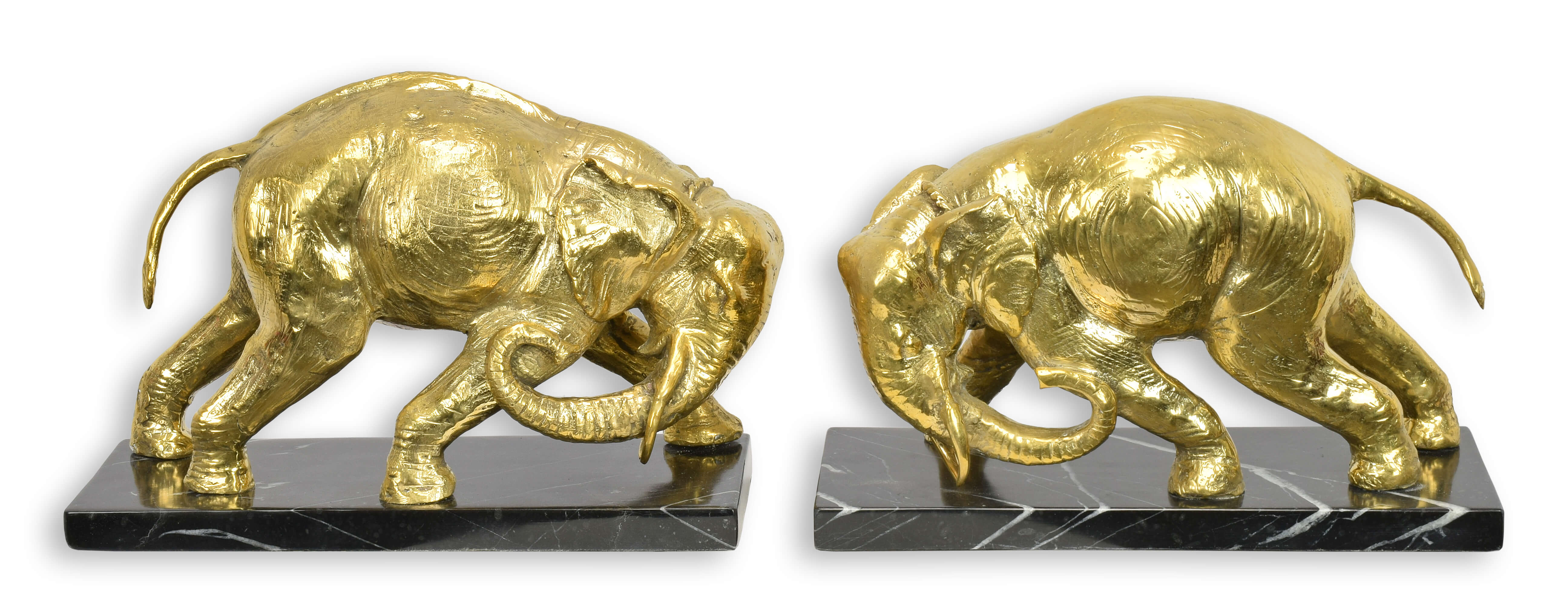Paar Buchstützen aus Bronze in Form von Elefanten Replikat Retro Design Dekoration