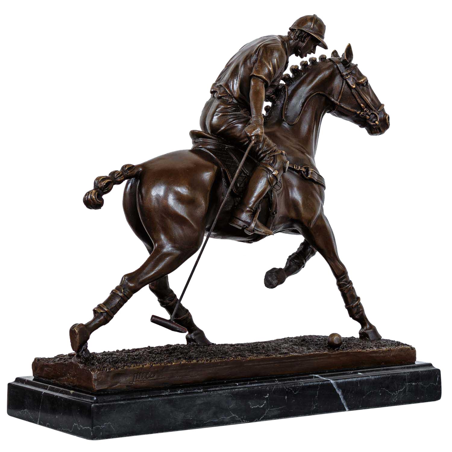 Bronzeskulptur Polo Spieler im Antik-Stil Bronze Figur Statue 33cm