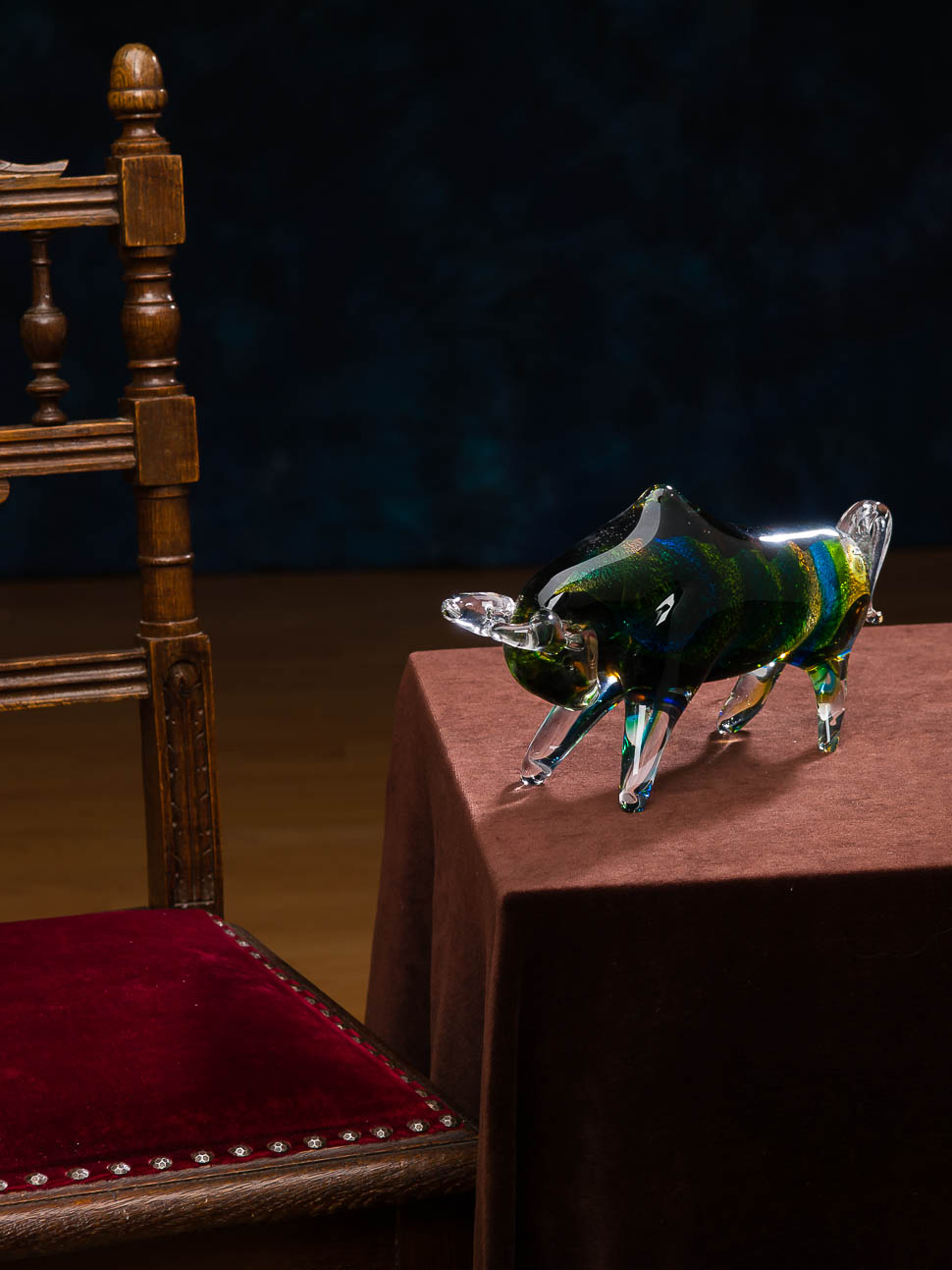 Glas Stier Bulle im Italien Murano Stil 24cm Glasfigur Skulptur glass bull