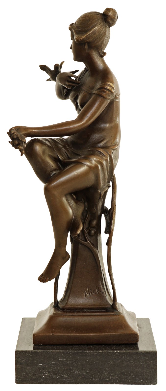 Bronzeskulptur Frau Vogel im Antik-Stil Bronze Figur Statue 23cm