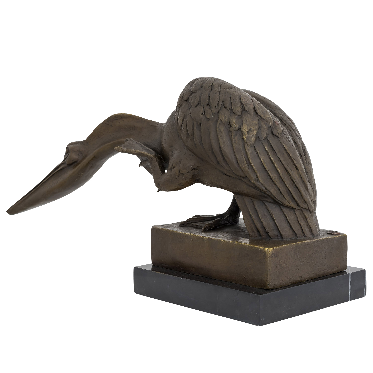 Bronzeskulptur Pelikan Stein Wasservogel Bronze Figur Statue Antik-Stil 40cm