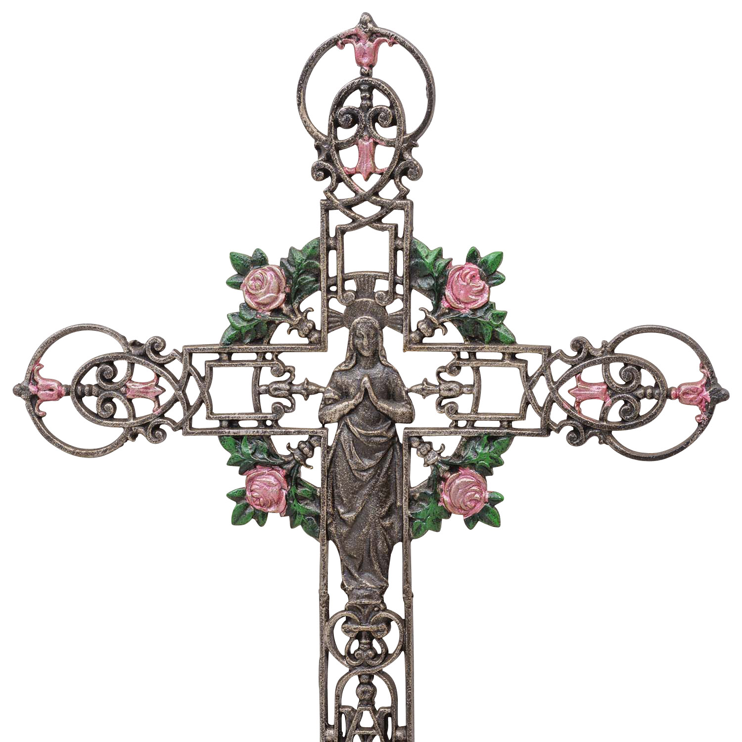 XXL 88cm Kreuz Kruzifix Anitk-Stil Eisen Deko Standkreuz Kirche Altar