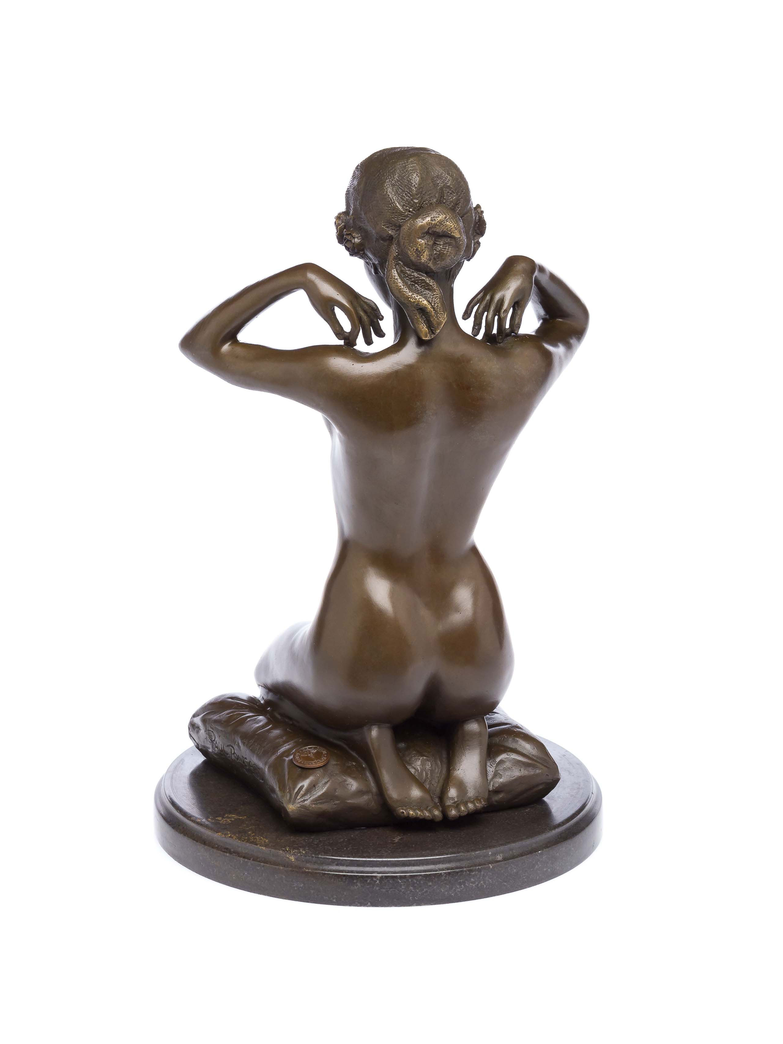 Bronzefigur kniende Frau Erotik Bronze Bronzeskulptur antik Stil sculpture nude