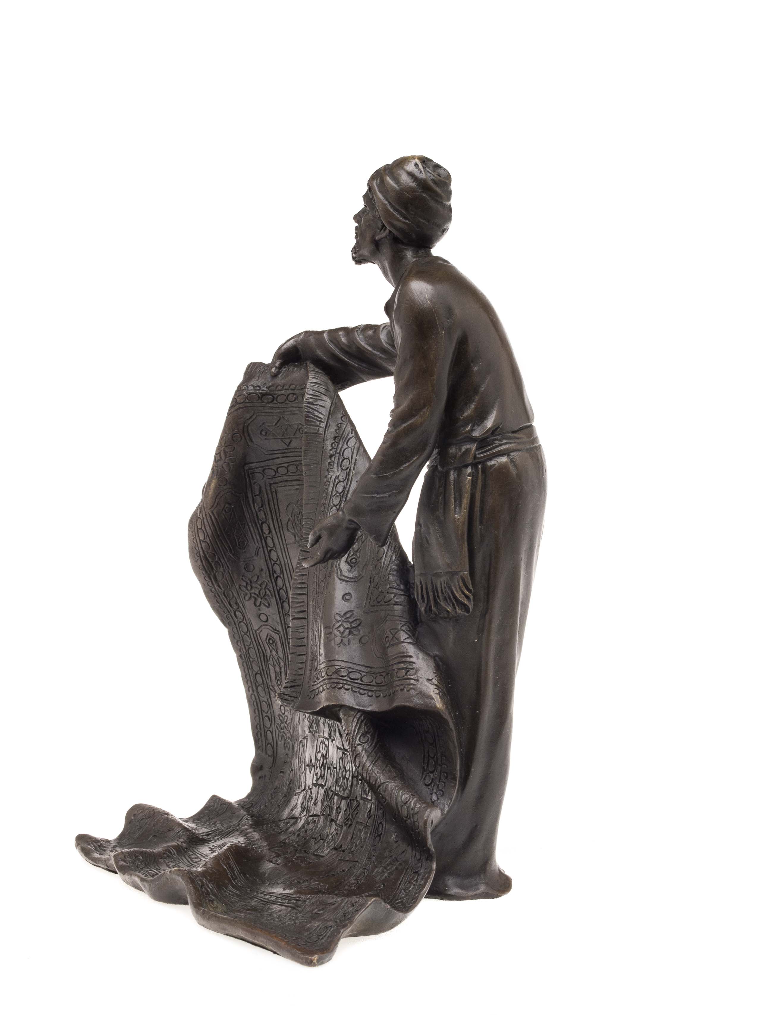 WB-2-3 BRONZE TEPPICHHÄNDLER ORIENT TEPPICH BRONZEFIGUR BRONZESKULPTUR FIGUR PERSER