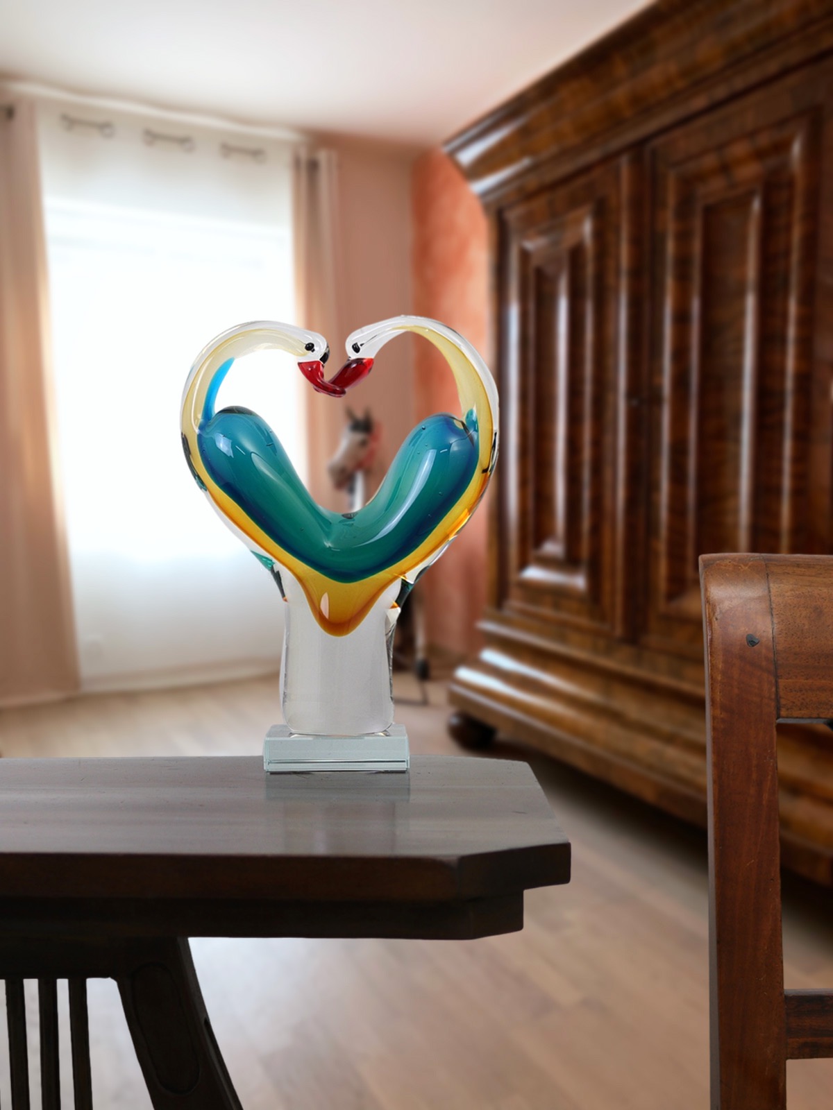 aubaho-AB-253-7a Glasskulptur Glasfigur Figur Skulptur Liebe Glas Paar Liebespaar Hochzeit 25cm