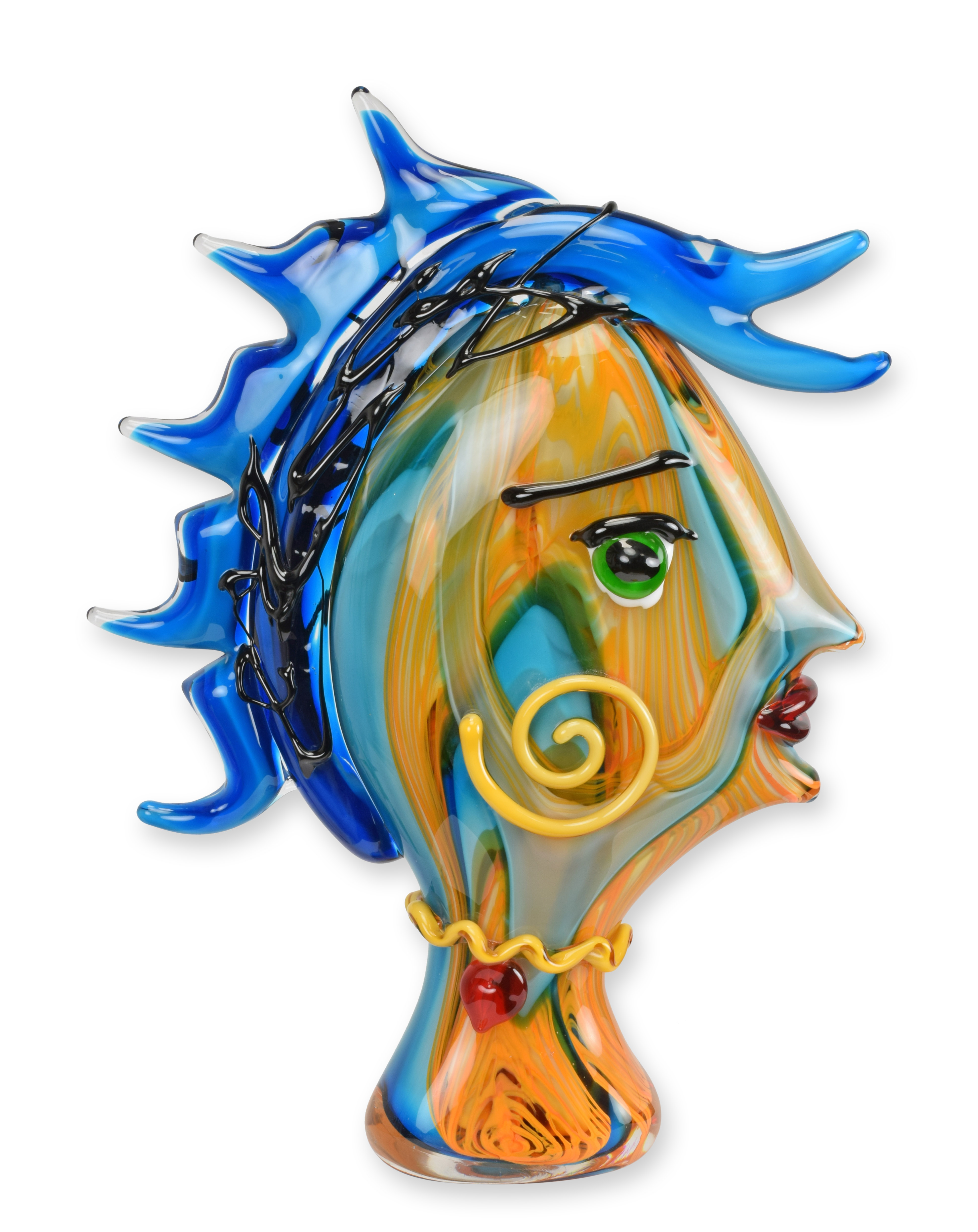 Eine Glasfigur im Murano-Stil, die den Kopf einer Frau darstellt Replikat Retro Design Dekoration