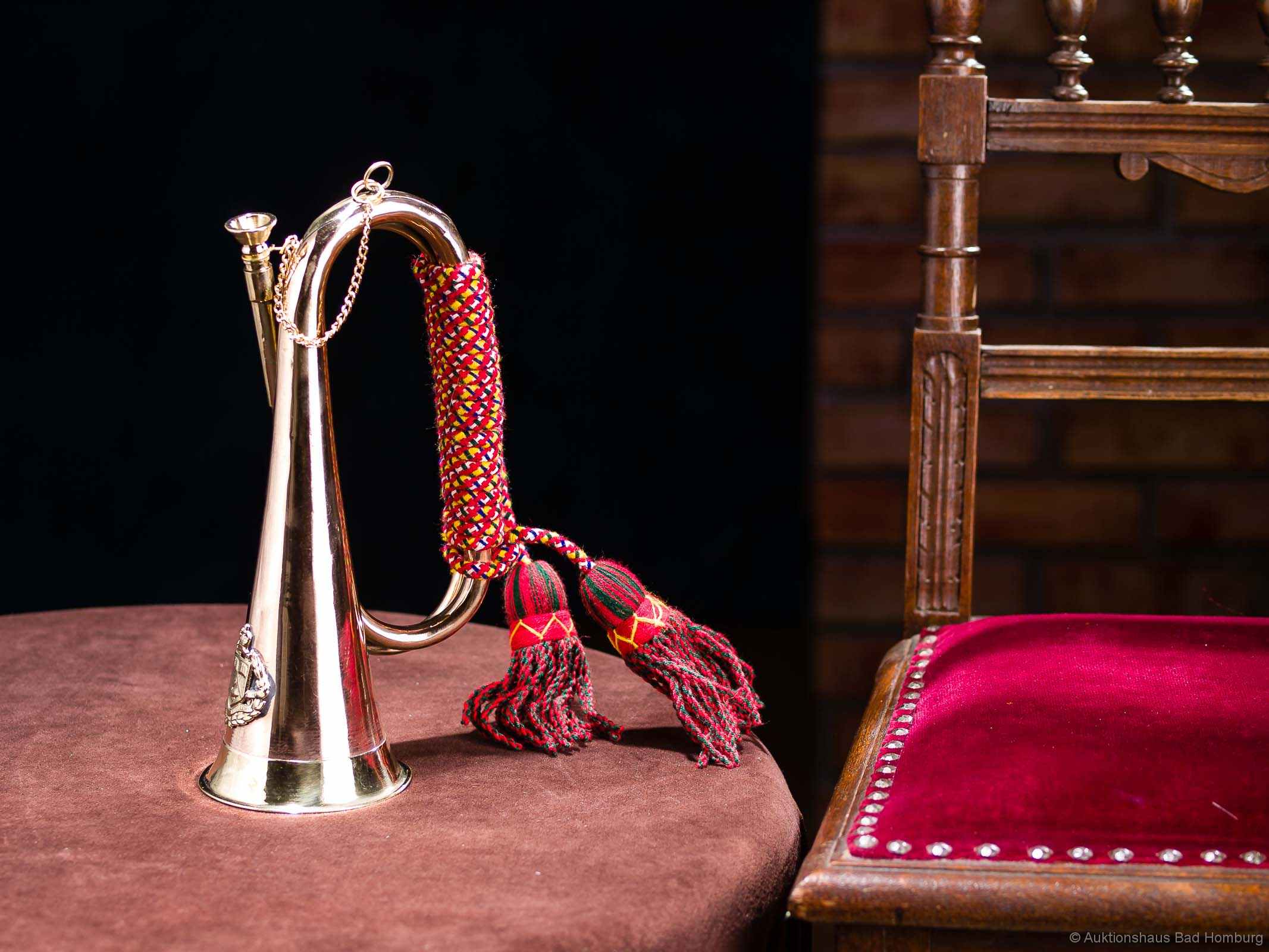 Horn Trompete Dekoration Messing 29cm antik Stil Nostalgie Jagd Jagdhorn Fanfare