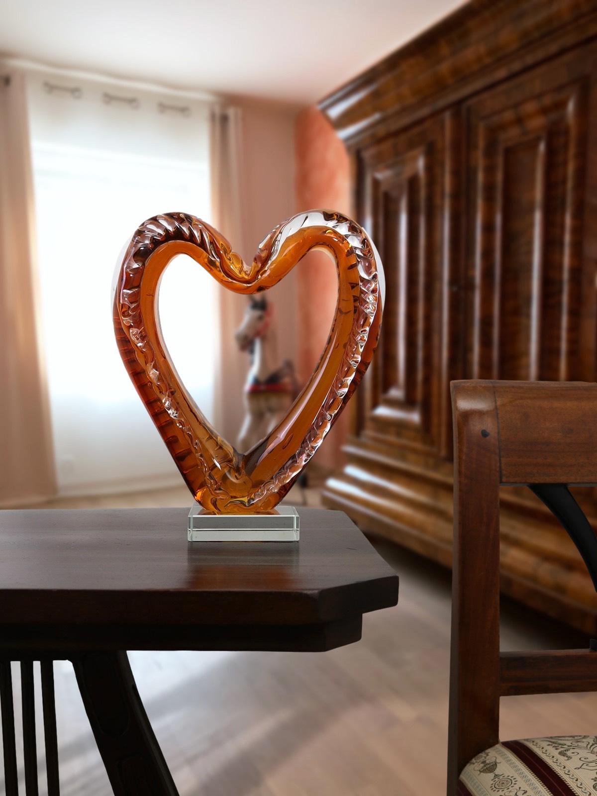 aubaho-OAT-2128-7 Glasskulptur Herz Glasfigur Figur Skulptur Liebe Glas Paar Liebespaar Hochzeit