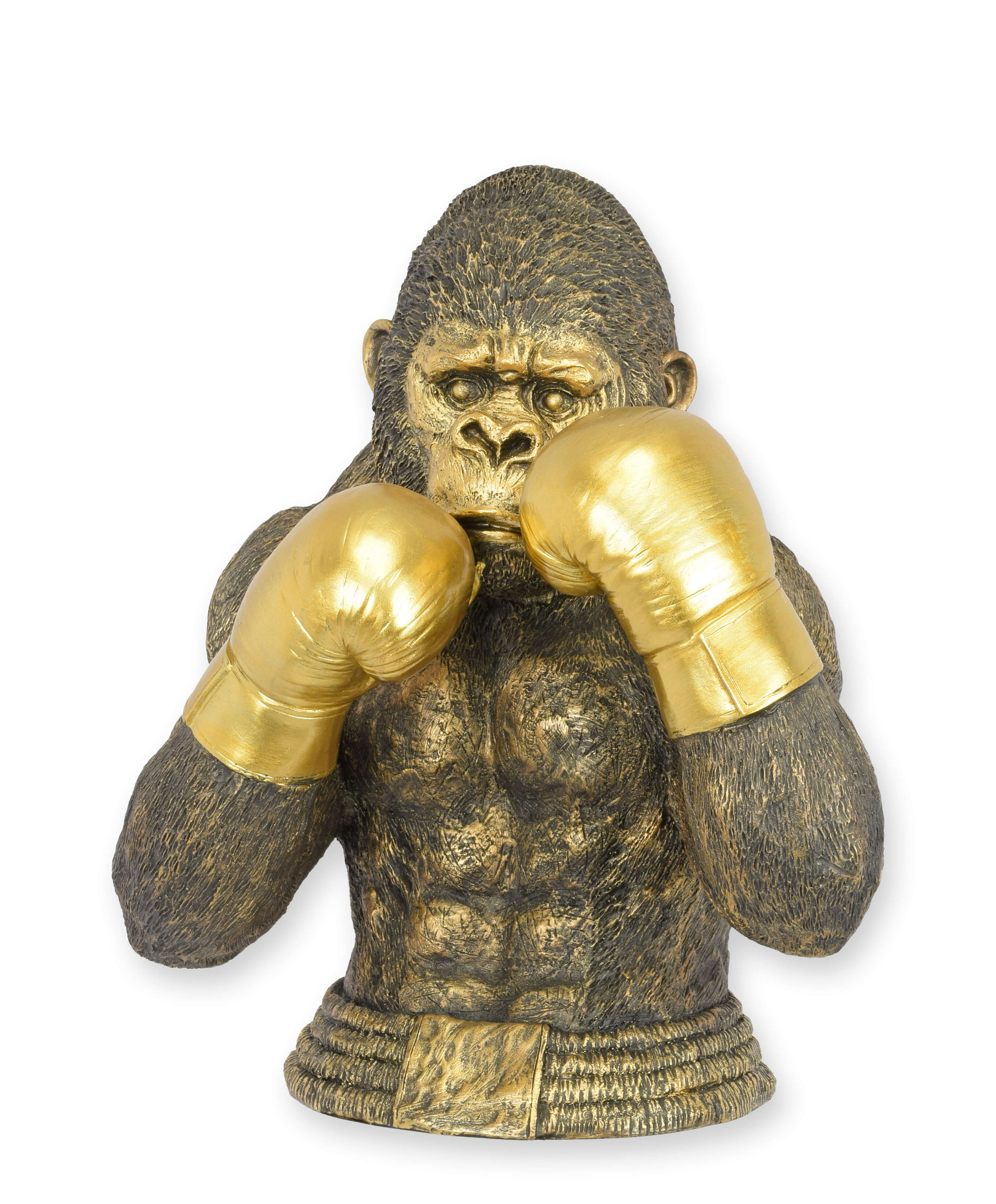 Gorilla Figur, Boxhandschuhe, Goldfarben, Skulptur, Dekoration