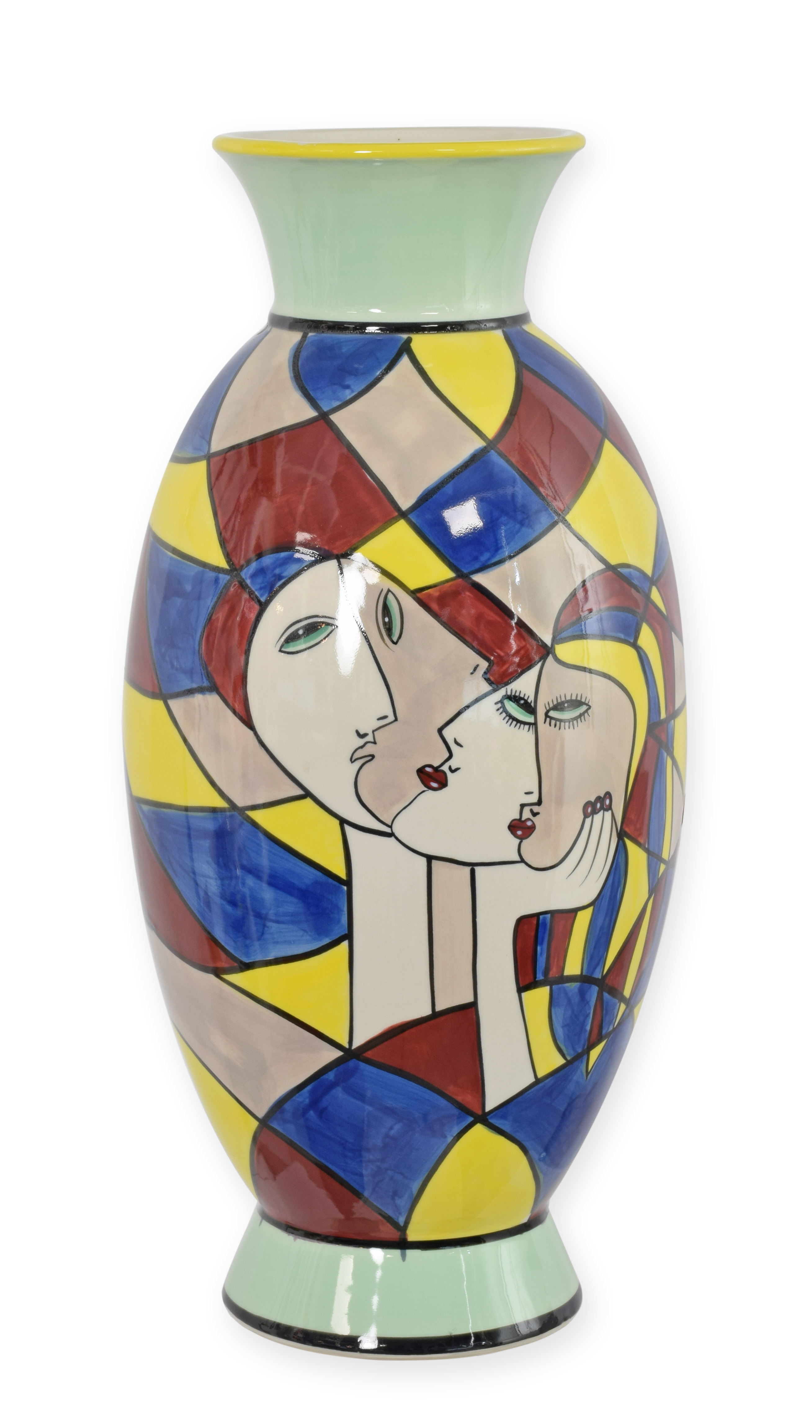 Vase Porzellan mit abstraktem Motiv – handbemalt Replikat Retro Design Dekoration