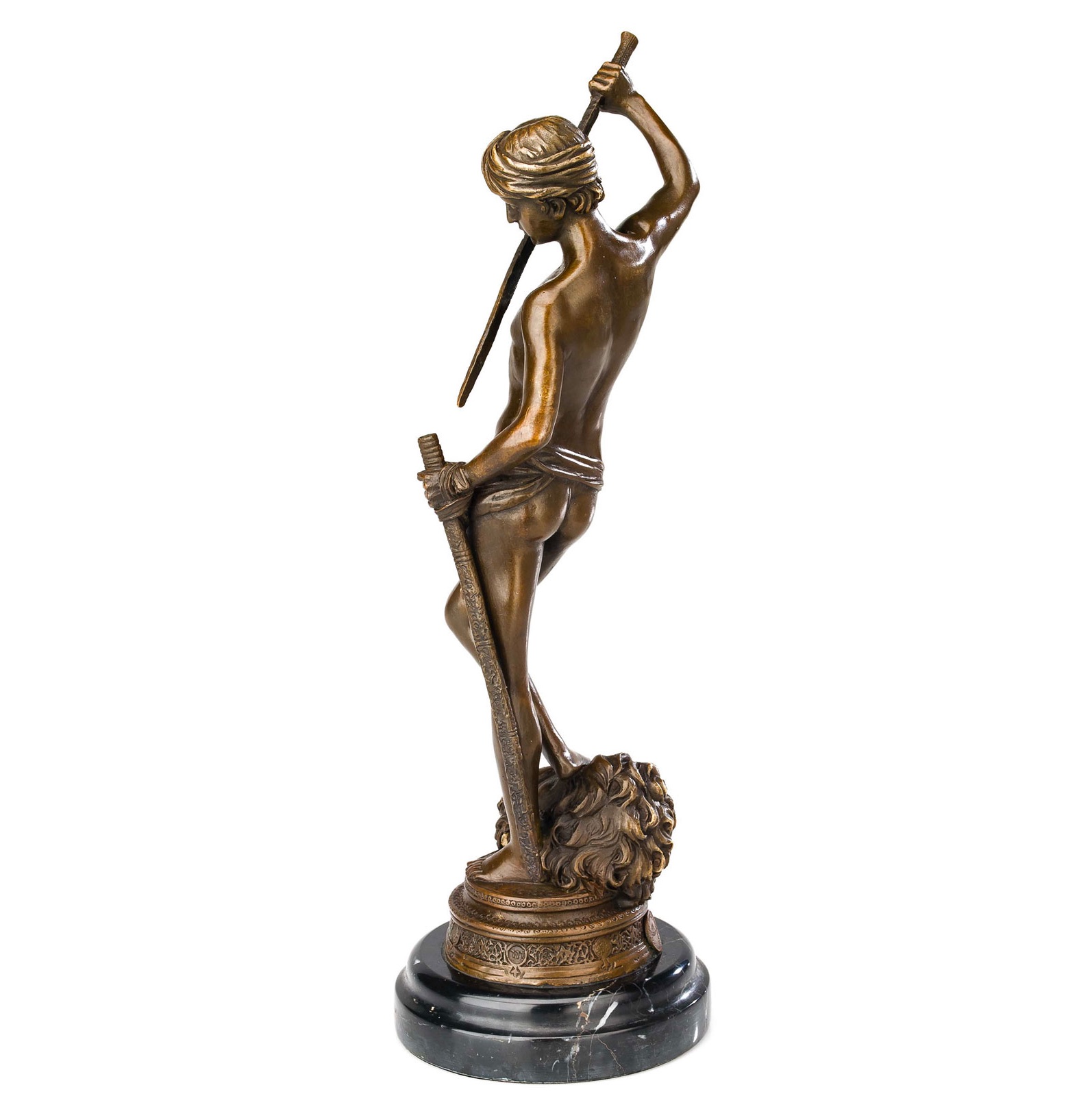 Bronze David nach Antonin Merciér Kampf Goliath Bronzefigur Kopie Replik