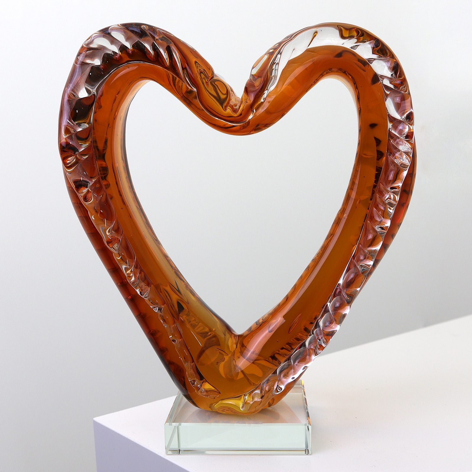 aubaho-OAT-2128-1 Glasskulptur Herz Glasfigur Figur Skulptur Liebe Glas Paar Liebespaar Hochzeit