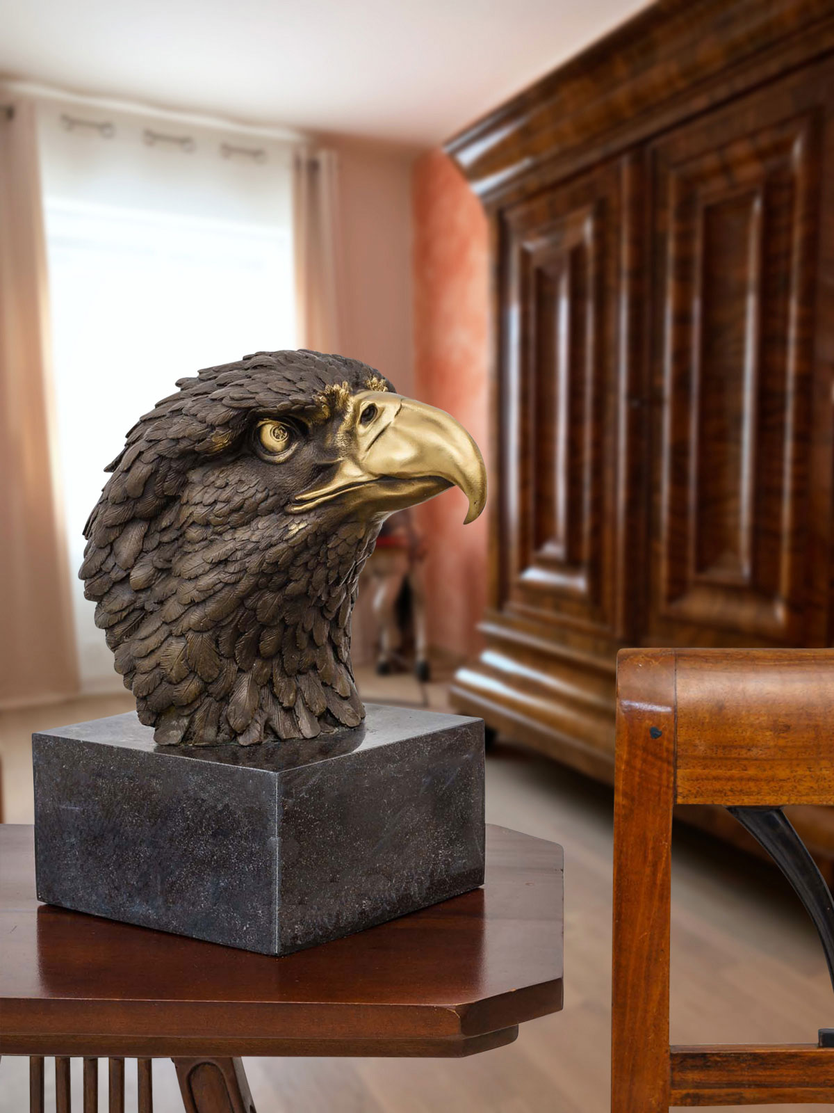 Bronze Adler Büste Figur Skulptur Statue im Antik-Stil 31cm