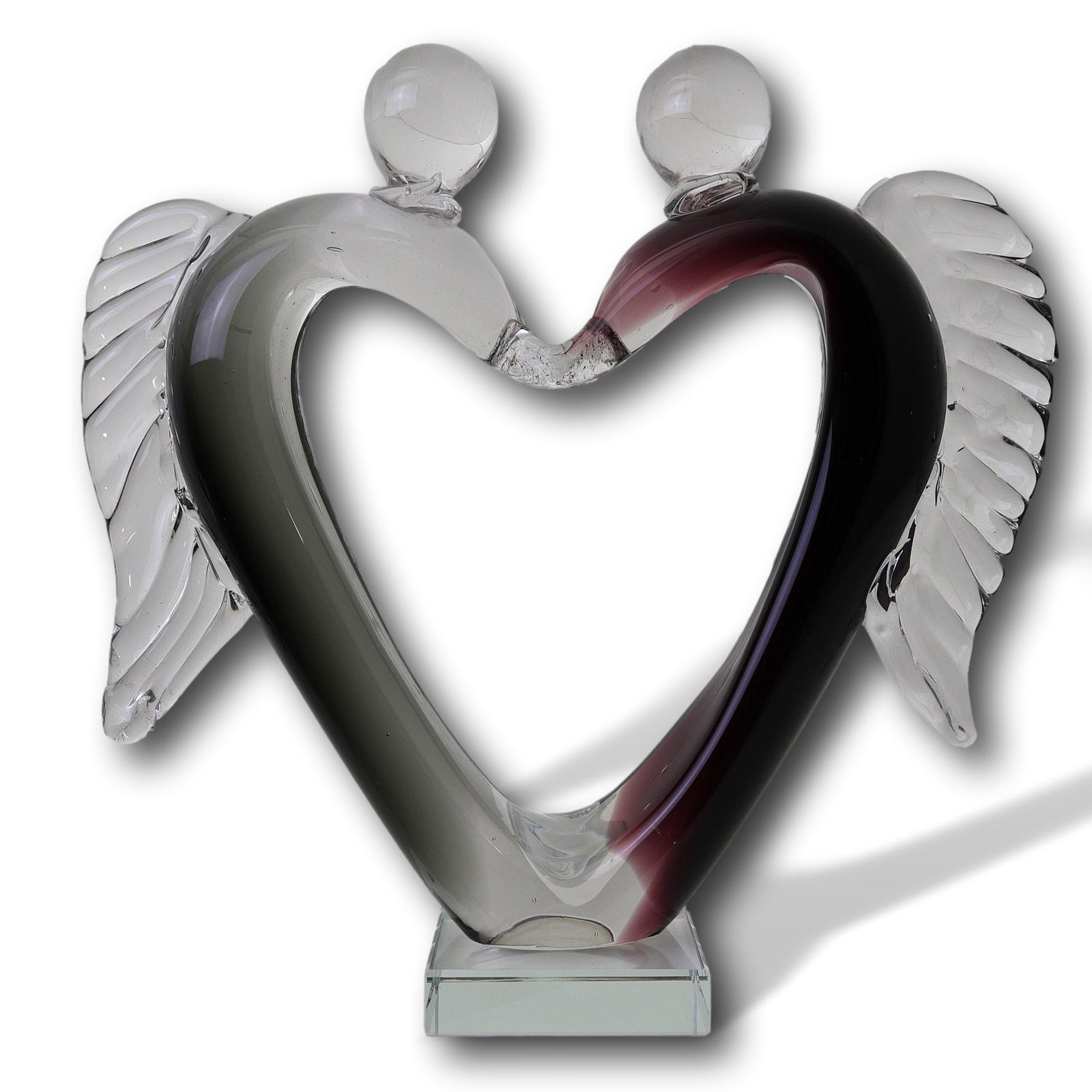 aubaho-OAT-2138-1zeqKZbLZE5Ah6 Glasskulptur Glasfigur Figur Skulptur Liebe Glas Paar Liebespaar Hochzeit Engel