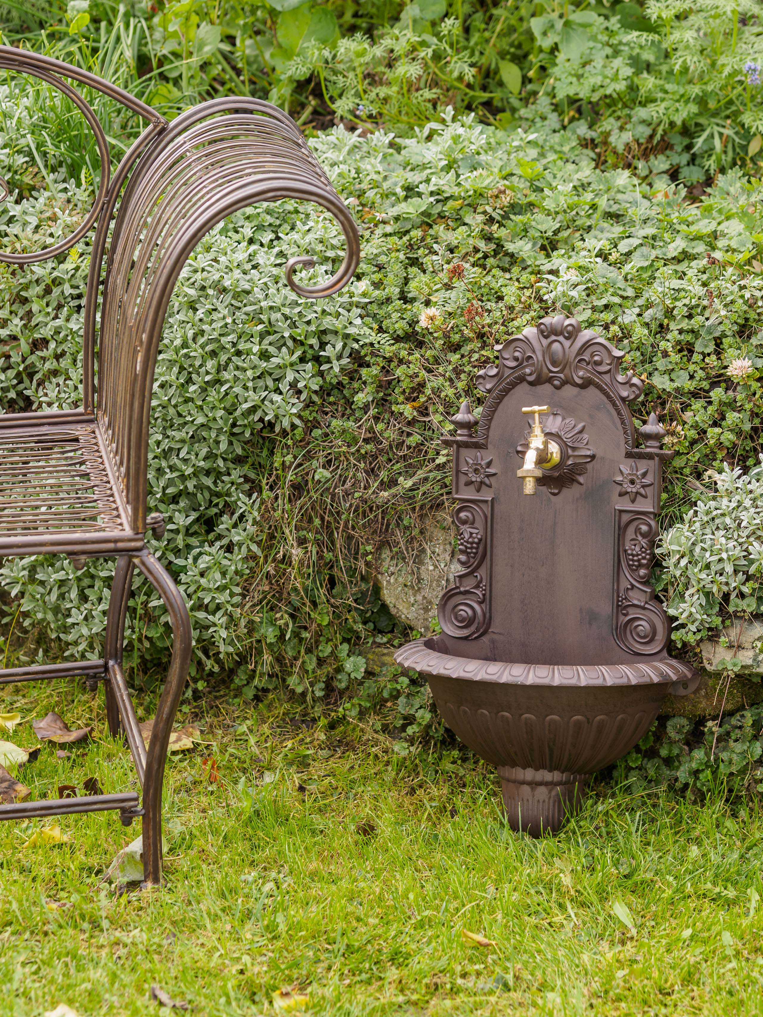 Waschbecken Wein Wandbrunnen Garten Aluminium Becken Antik-Stil