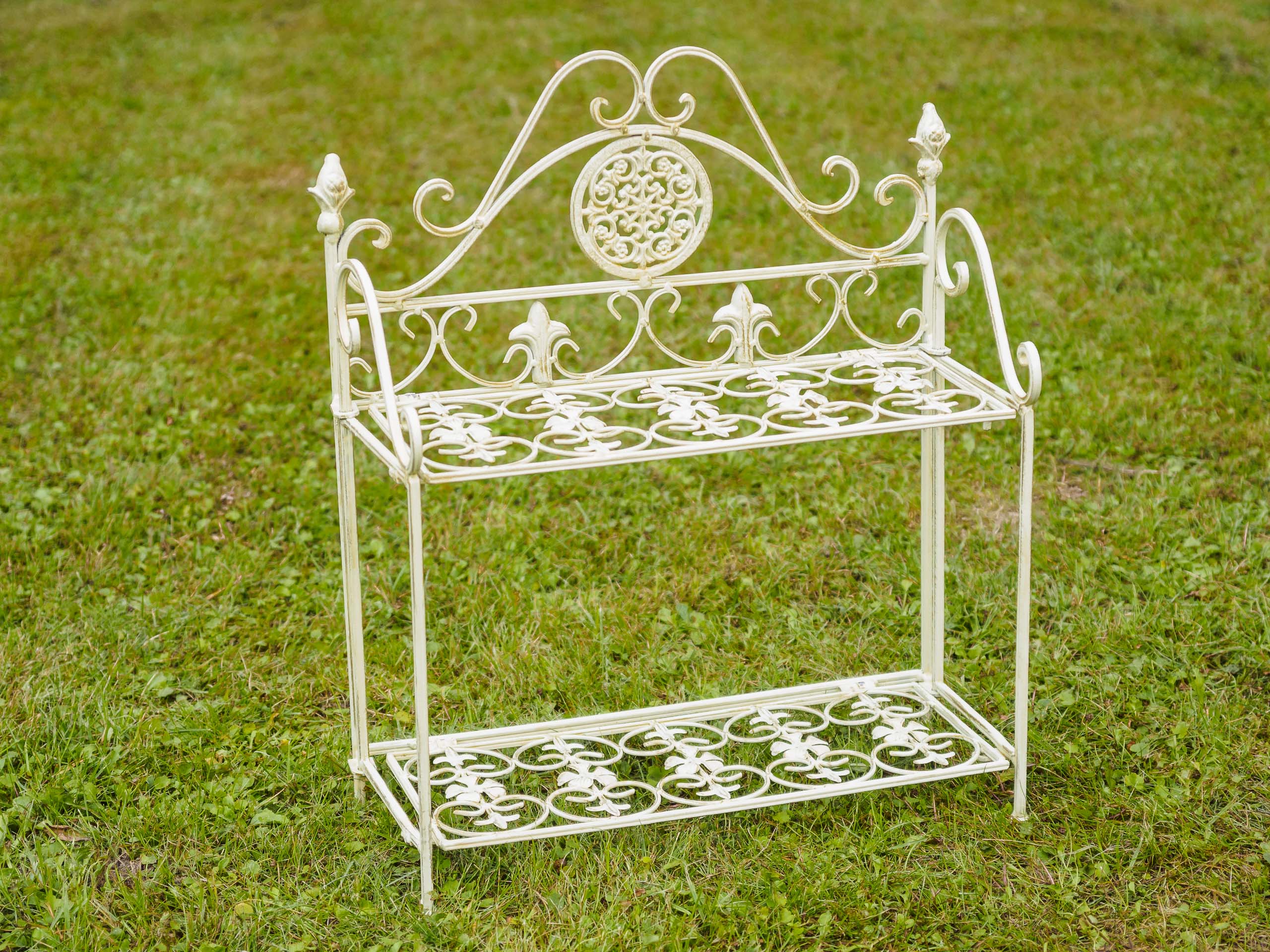 Regal Wandregal Eisen Garten Garderobe Pflanzregal antik Stil creme weiss