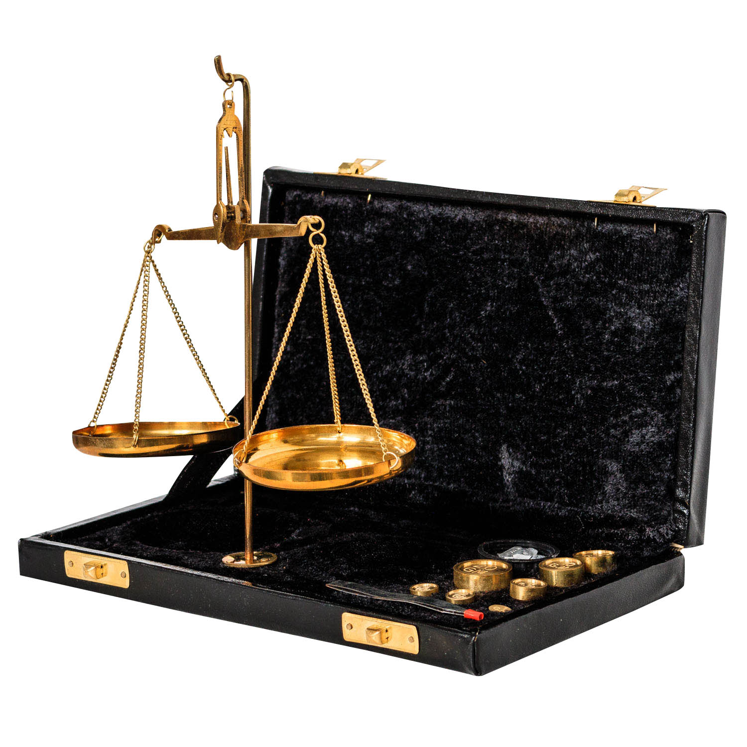 Waage Feinwaage Goldwaage im Etui Messing Apothekerwaage Antik-Stil - 21cm