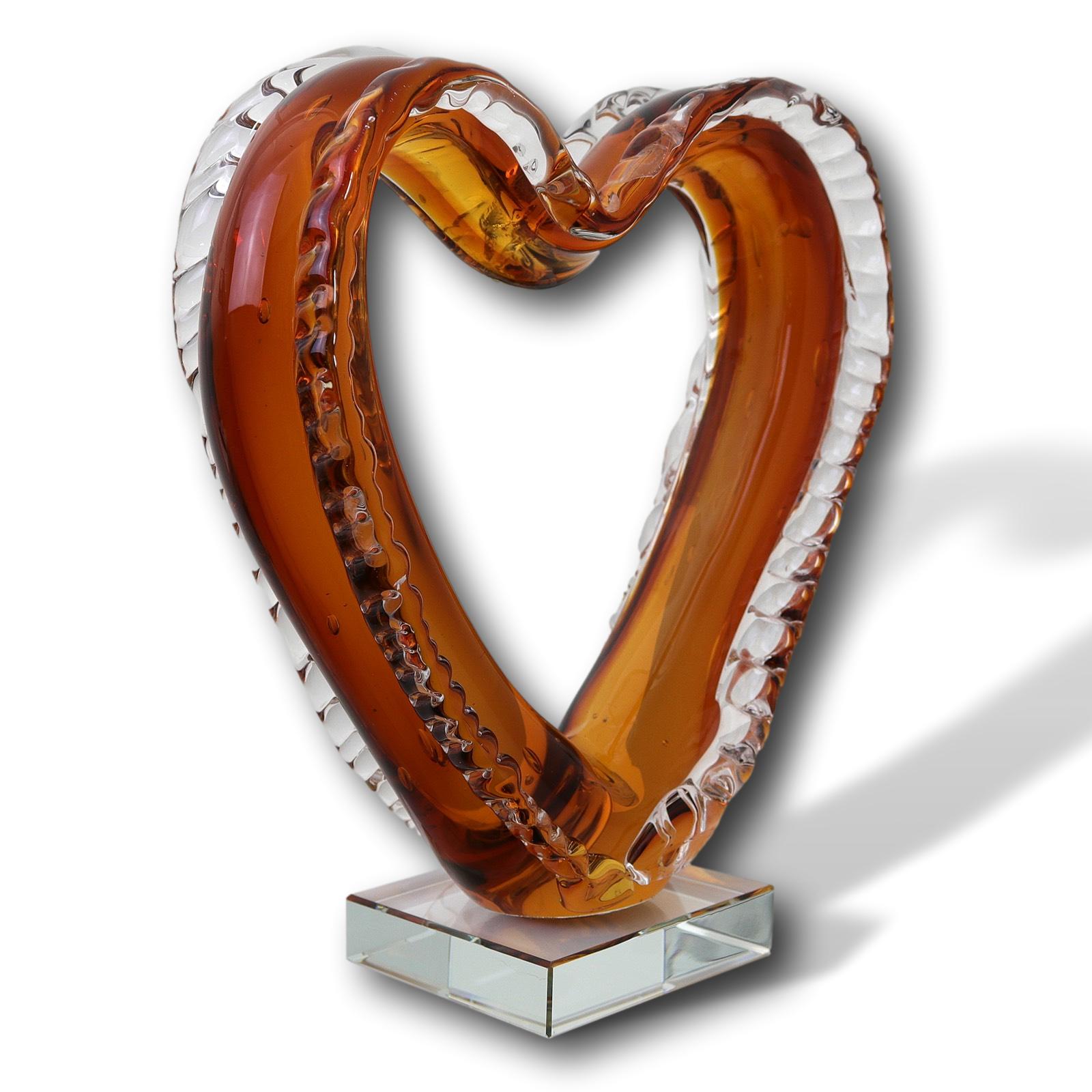 aubaho-OAT-2128-4a Glasskulptur Herz Glasfigur Figur Skulptur Liebe Glas Paar Liebespaar Hochzeit