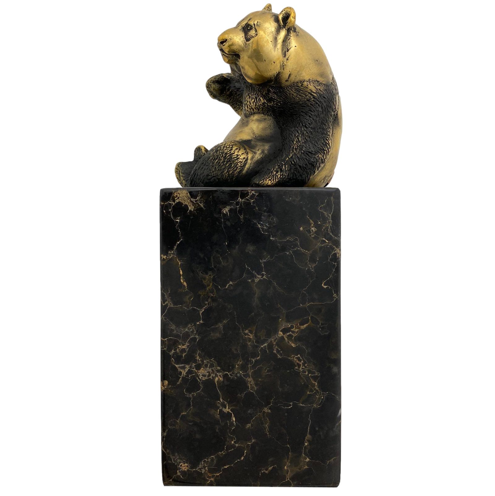 Bronzeskulptur Panda im Antik-Stil Bronze Figur 22cm Pandabär Bär