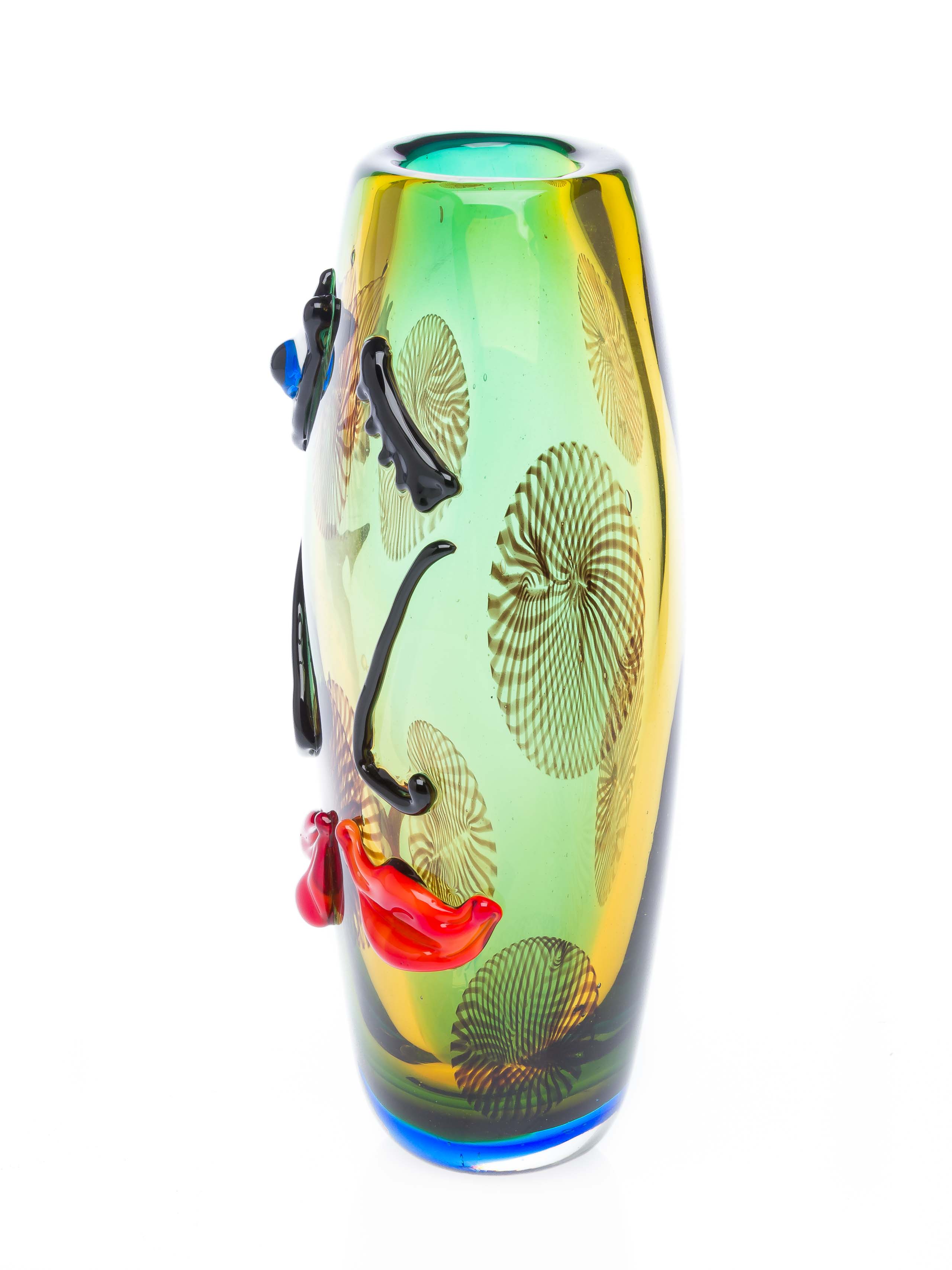 Glasvase Tischvase Gesicht moderne Kunst im Murano Stil Vase Blumenvase Glas