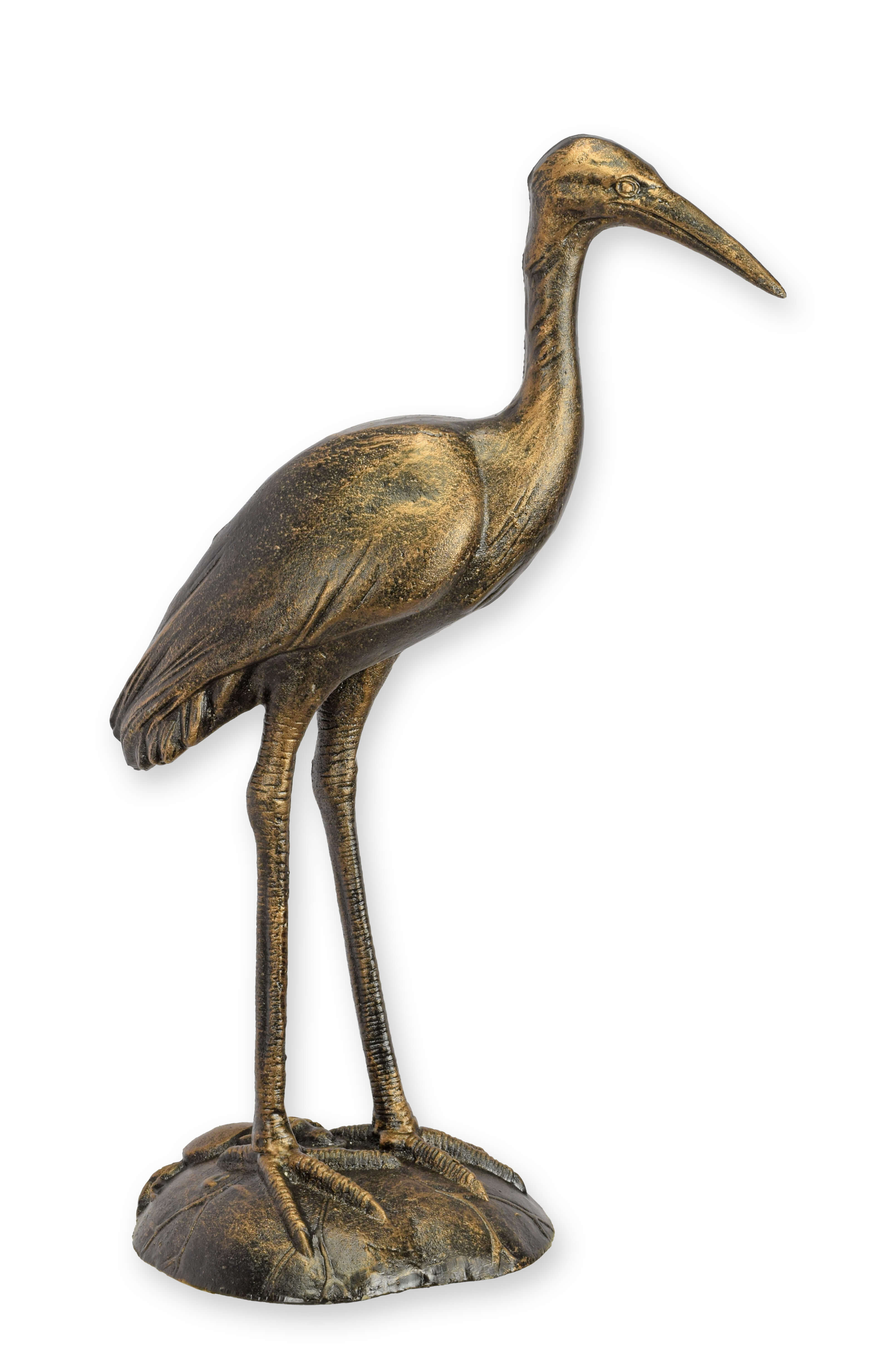 künstlerische Statue, Vogel, Storch, Bronzefarbene Statue, Dekofigur