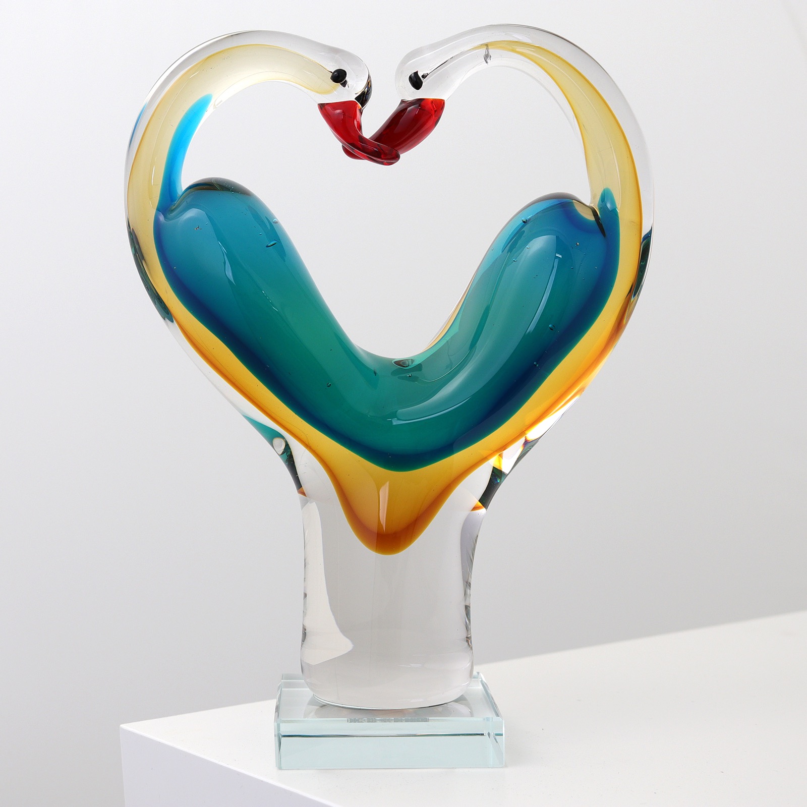 aubaho-AB-253-1 Glasskulptur Glasfigur Figur Skulptur Liebe Glas Paar Liebespaar Hochzeit 25cm