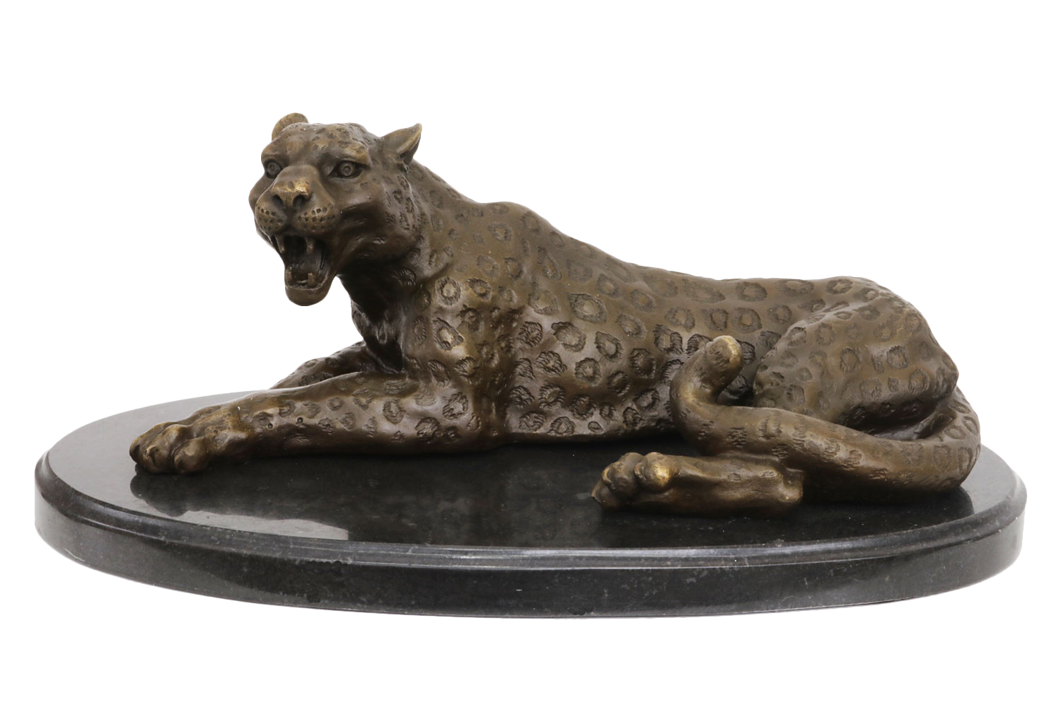 Bronzeskulptur Leopard Bronze Raubkatze 28cm Statue Bronzefigur Antik-Stil