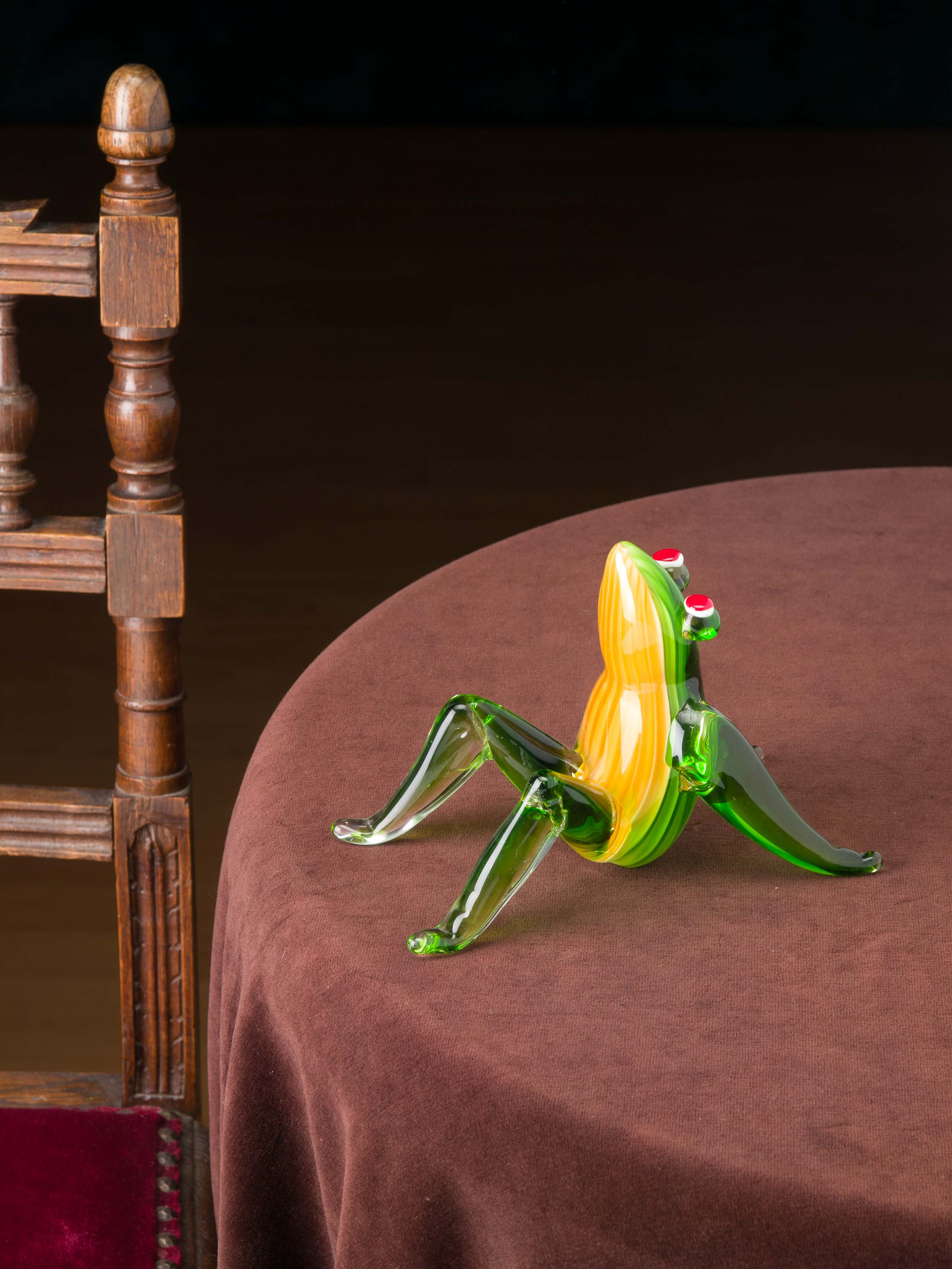 Glasfigur Frosch Glas Figur glass frog Glaskunst Glasobjekt Dekoration 13cm