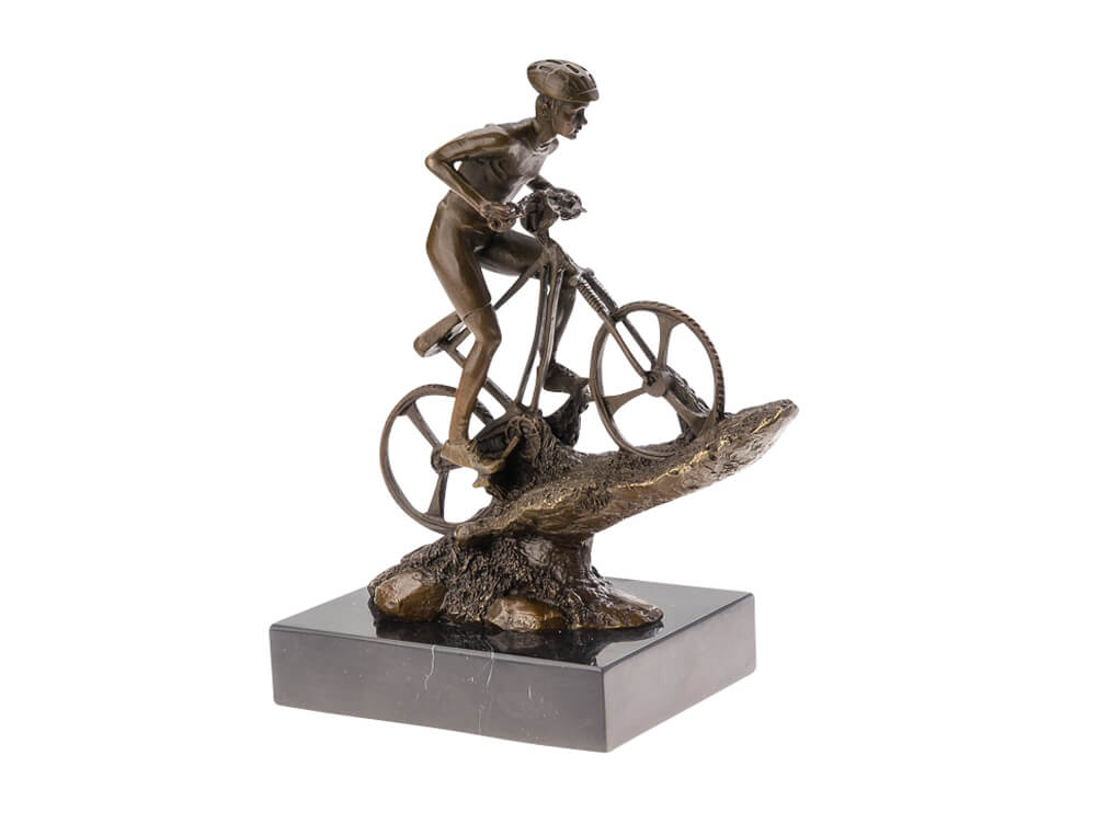 BRONZE SKULPTUR MOUNTAINBIKE 25CM BIKER RADSPORT FAHRRAD FIGUR POKAL BRONZEFIGUR