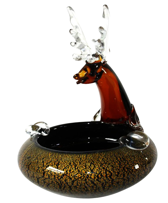 Aschenbecher Glasfigur Figur Hirsch Glas im Murano Antik Stil 26cm