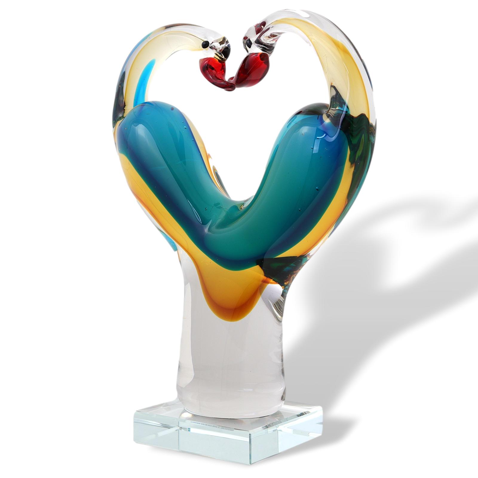 aubaho-AB-253-3a Glasskulptur Glasfigur Figur Skulptur Liebe Glas Paar Liebespaar Hochzeit 25cm