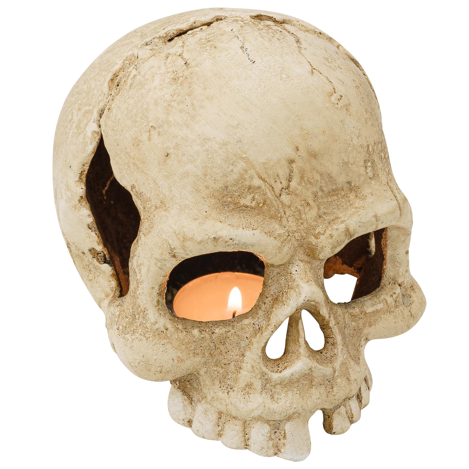 Teelichthalter Totenkopf Kerzenständer Figur Skulptur Eisen Antik-Stil