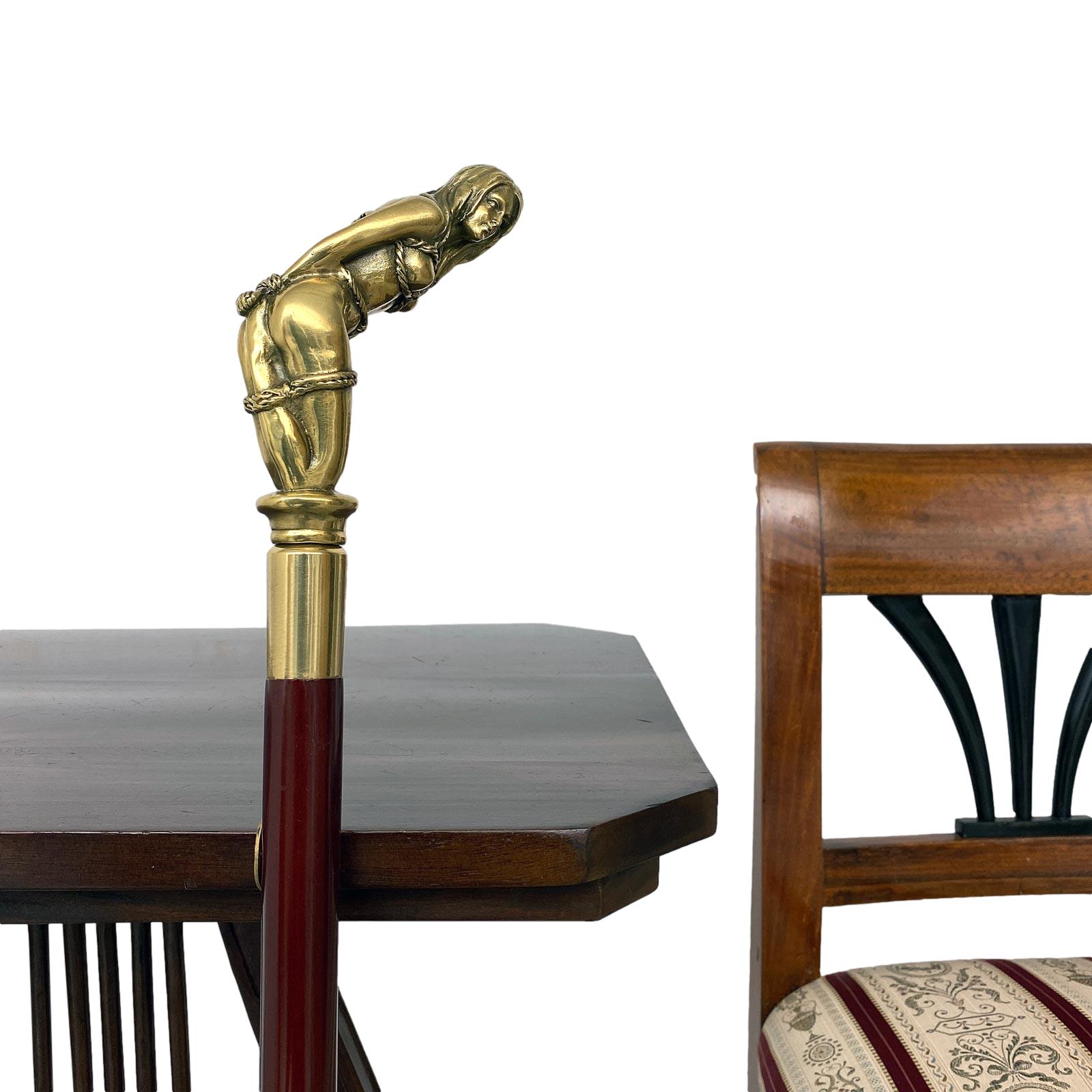 Spazierstock Bronzeskulptur Frau Seil Gehstock Flanierstock Antik-Stil - 93cm