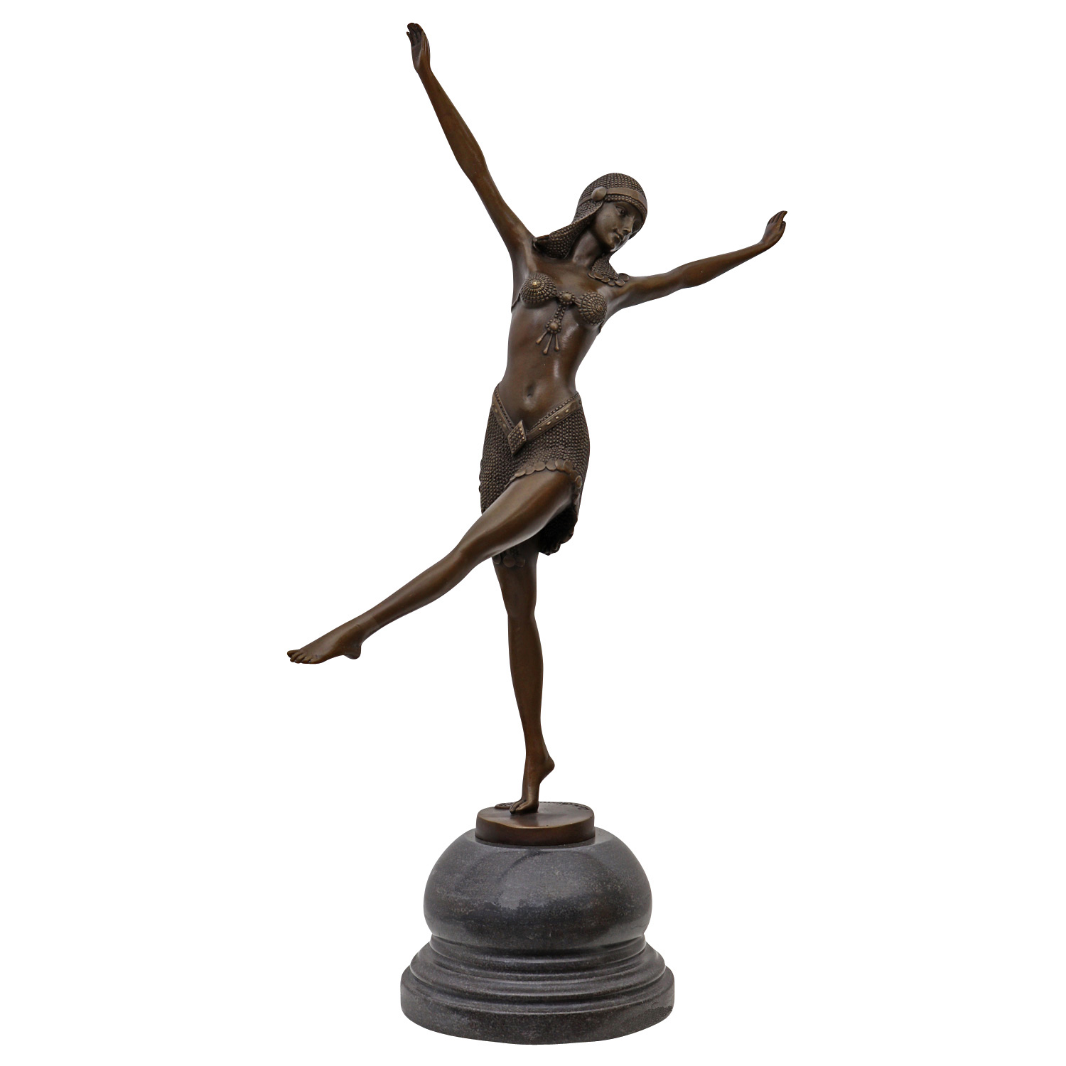 Bronzeskulptur Bronze Figur Palmyra Tänzerin nach Chiparus Antik-Stil Replik