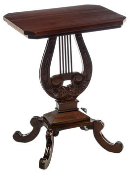 Beistelltisch, Holztisch, Hocker-Tisch, gedrechselter Tisch, Bogentisch